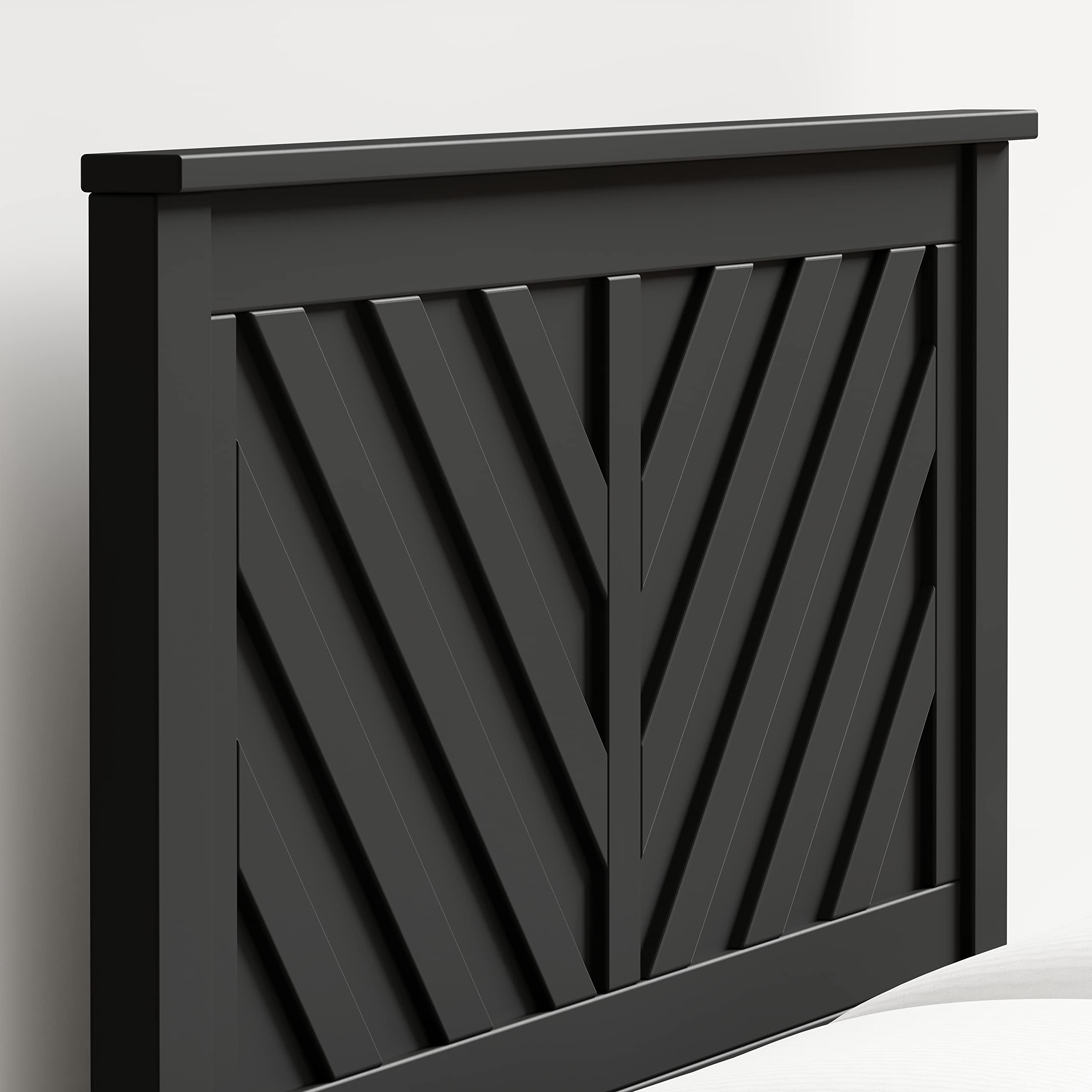 Glenwillow Home LaFerme Black Wood Panel Headboard - Queen Size Bed Frame for Master Bedroom & Guest Room Decor