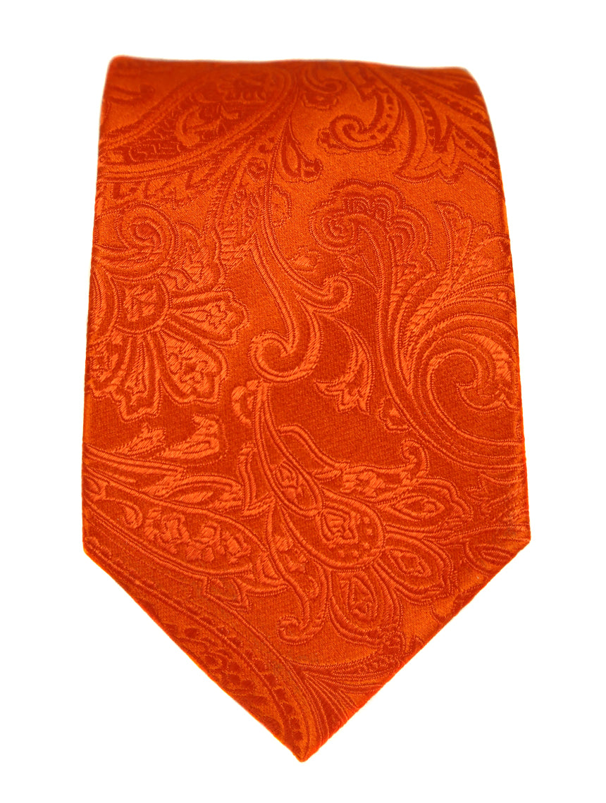 DÉCLIC Classic Orange Paisley Necktie for Men - Elegant Silk Tie for Business, Weddings & Formal Occasions