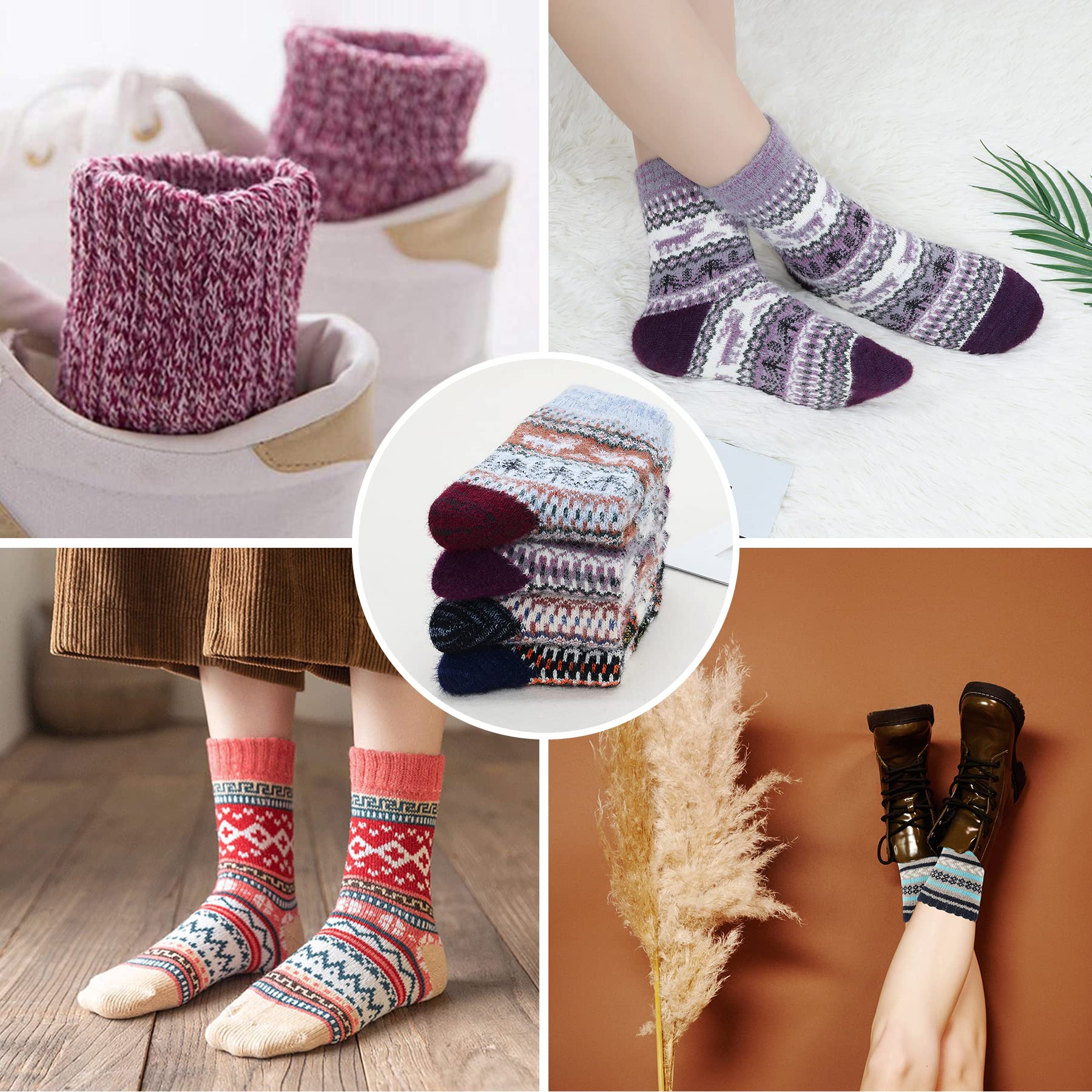 Zando Women's Christmas Wool Socks - Warm Thermal Thick Crew Socks for Winter, Hiking & Outdoor Activities | Cozy Holiday Gift for Her, Perfect for Snow Days & Cold Weather Adventures