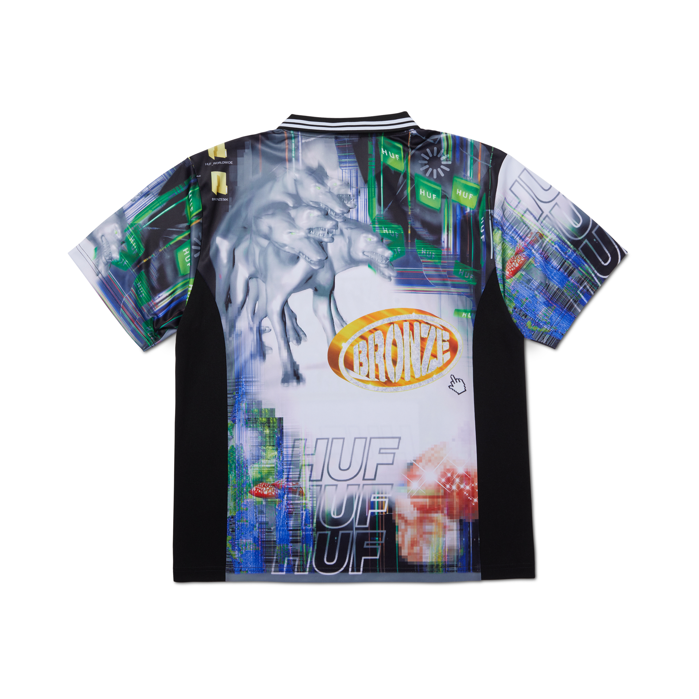 HUF X Bronze 56k Glitched Soccer Jersey - Men's Vintage Style Football Shirt for Streetwear & Retro Sports Fashion - Perfect for Casual Wear, Soccer Matches & Urban Outfits