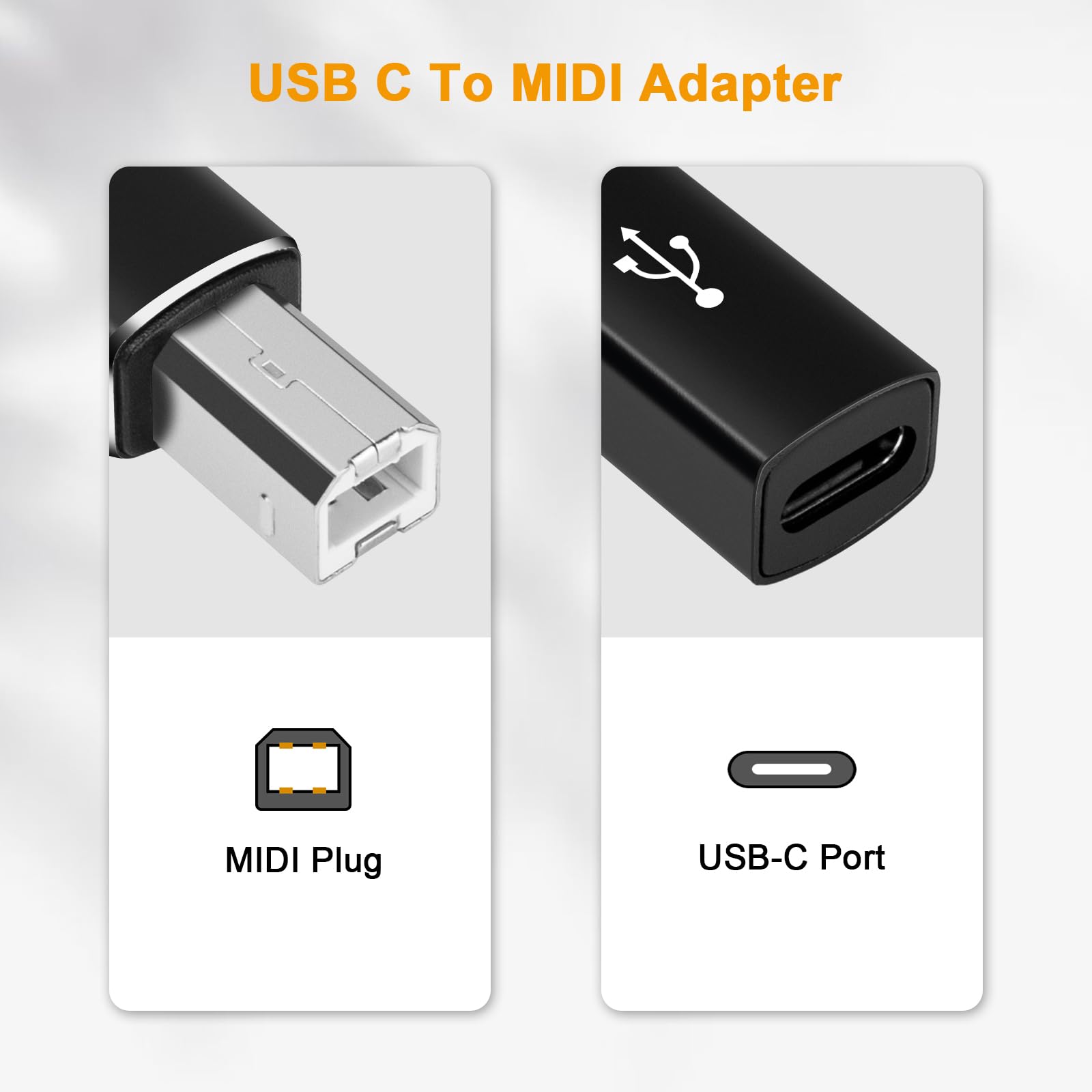 USB C Female to USB B Male Adapter (2 Pack) - Type C to Printer Cable Converter for Data Sync - Compatible with Printers, MIDI Keyboards, Electric Pianos - Perfect for Office, Studio & Home Use