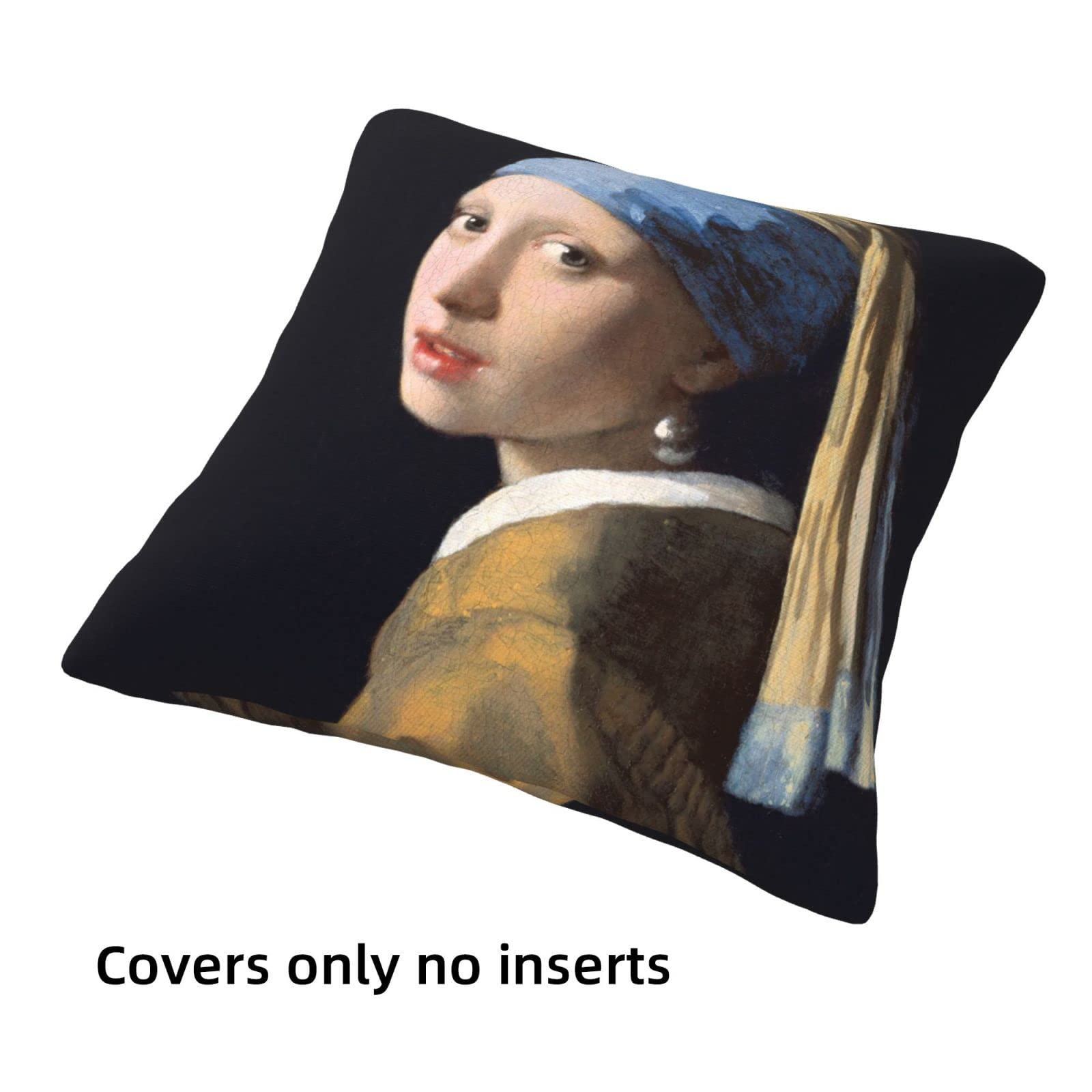 Johannes Vermeer Art Throw Pillow Covers Set of 4 - 18x18 Inch Square Decorative Cushion Covers for Sofa, Bed & Outdoor Use (45x45 cm)