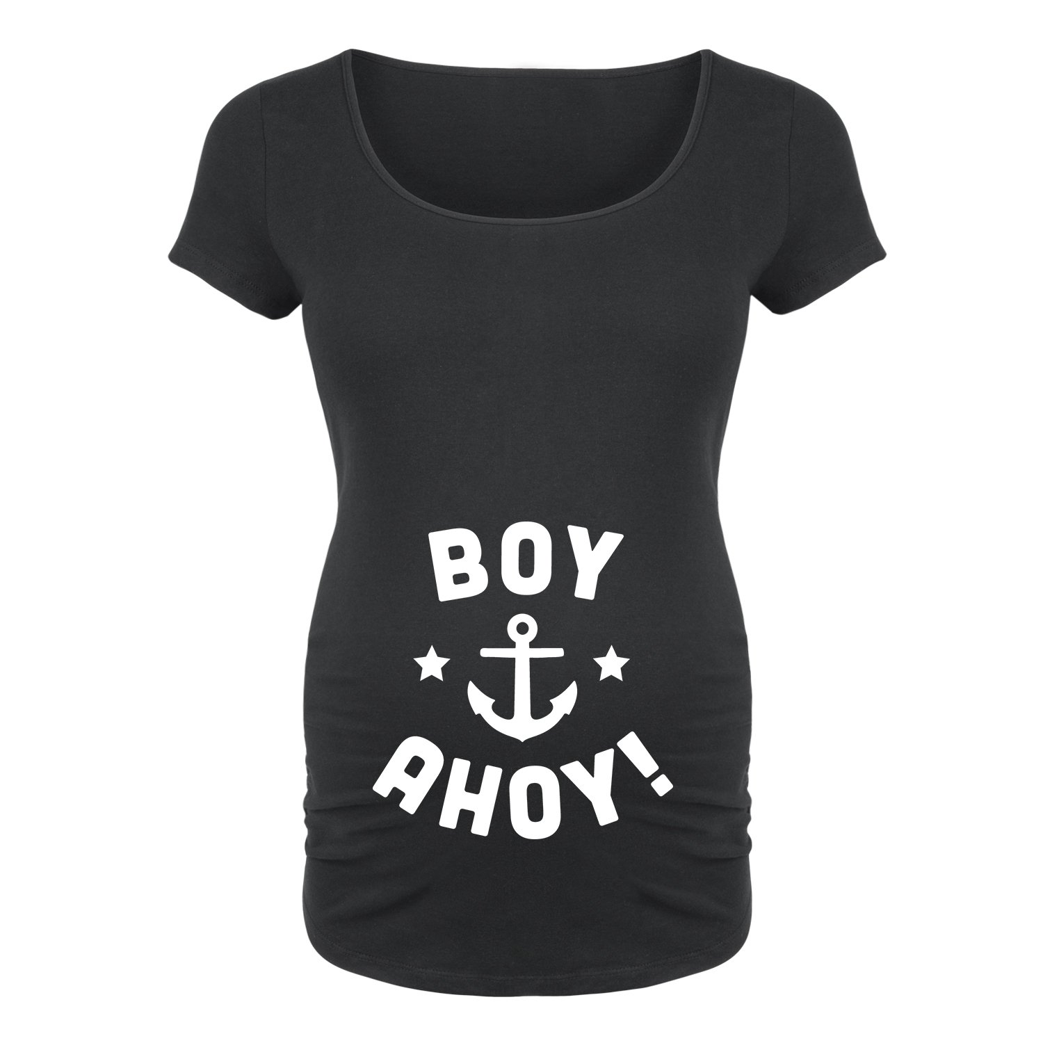 Bloom Maternity Boy Ahoy Scoop Neck Maternity T-Shirt for Pregnancy - Comfortable Stretchy Cotton Top for Expecting Moms (Perfect for Casual Wear, Baby Showers & Maternity Photos)