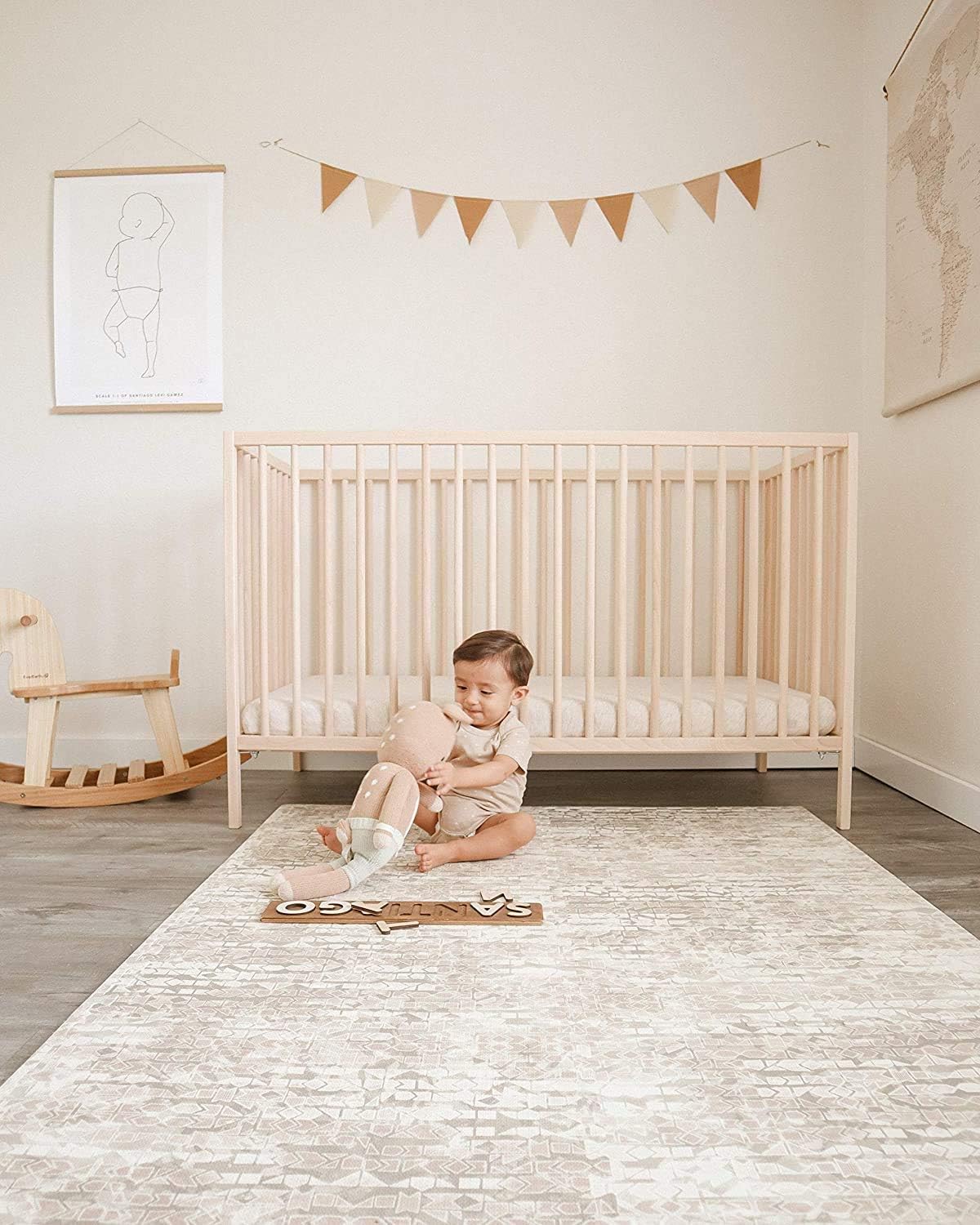 **Non-Toxic Baby Play Mat - 6x8 ft Large EVA Foam Tummy Time Mat | Soft, Lightweight & Stackable PVC-Free Floor Mat for Infants | Perfect for Nursery, Playroom & Daycare (Amber Beige)**
