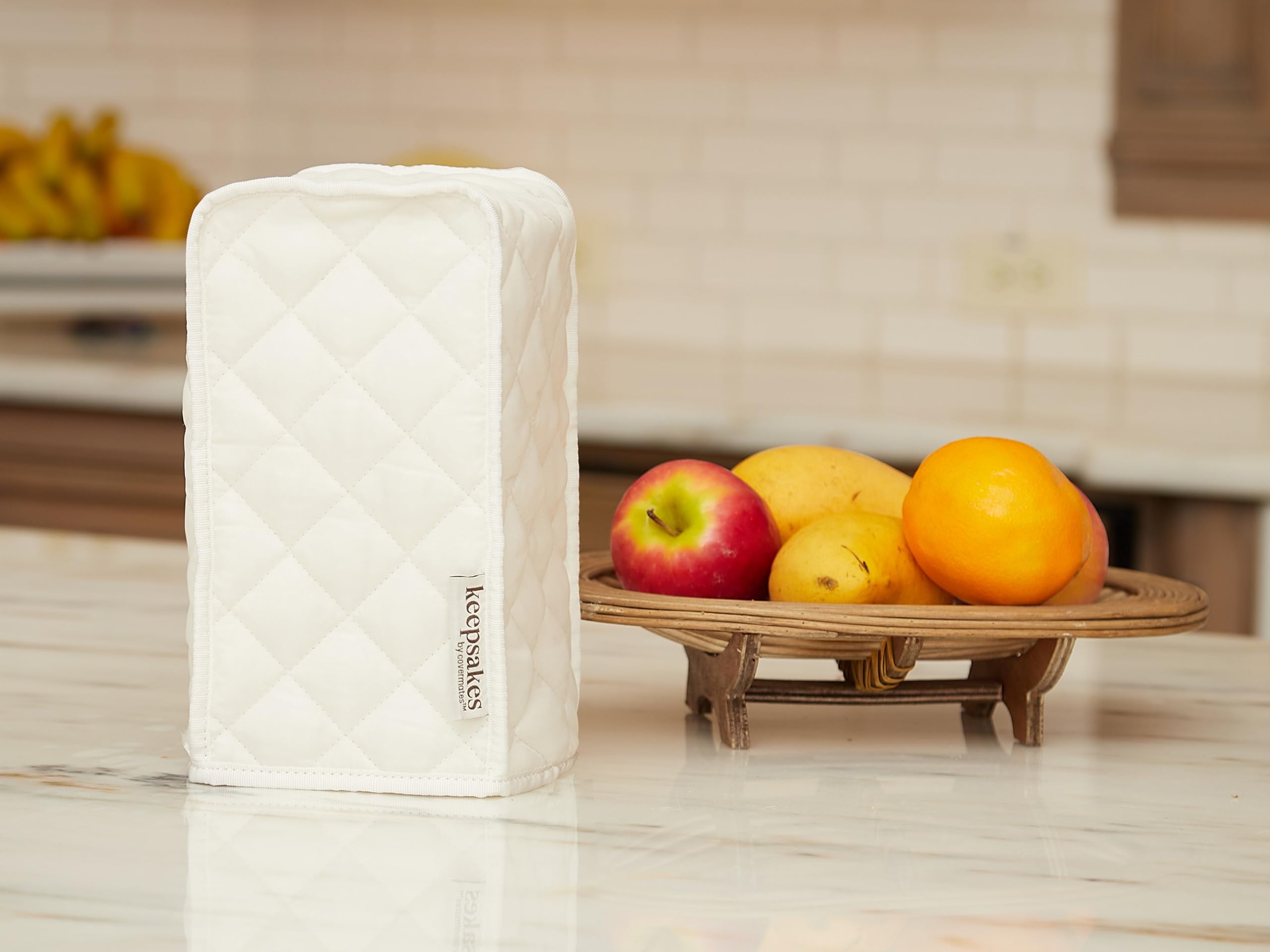 Covermates Keepsakes Coffee Maker Cover - Dustproof & Stain Resistant Washable Appliance Cover for Kitchen Countertop Protection (Cream) | Perfect for Keurig, Nespresso & Drip Coffee Machines