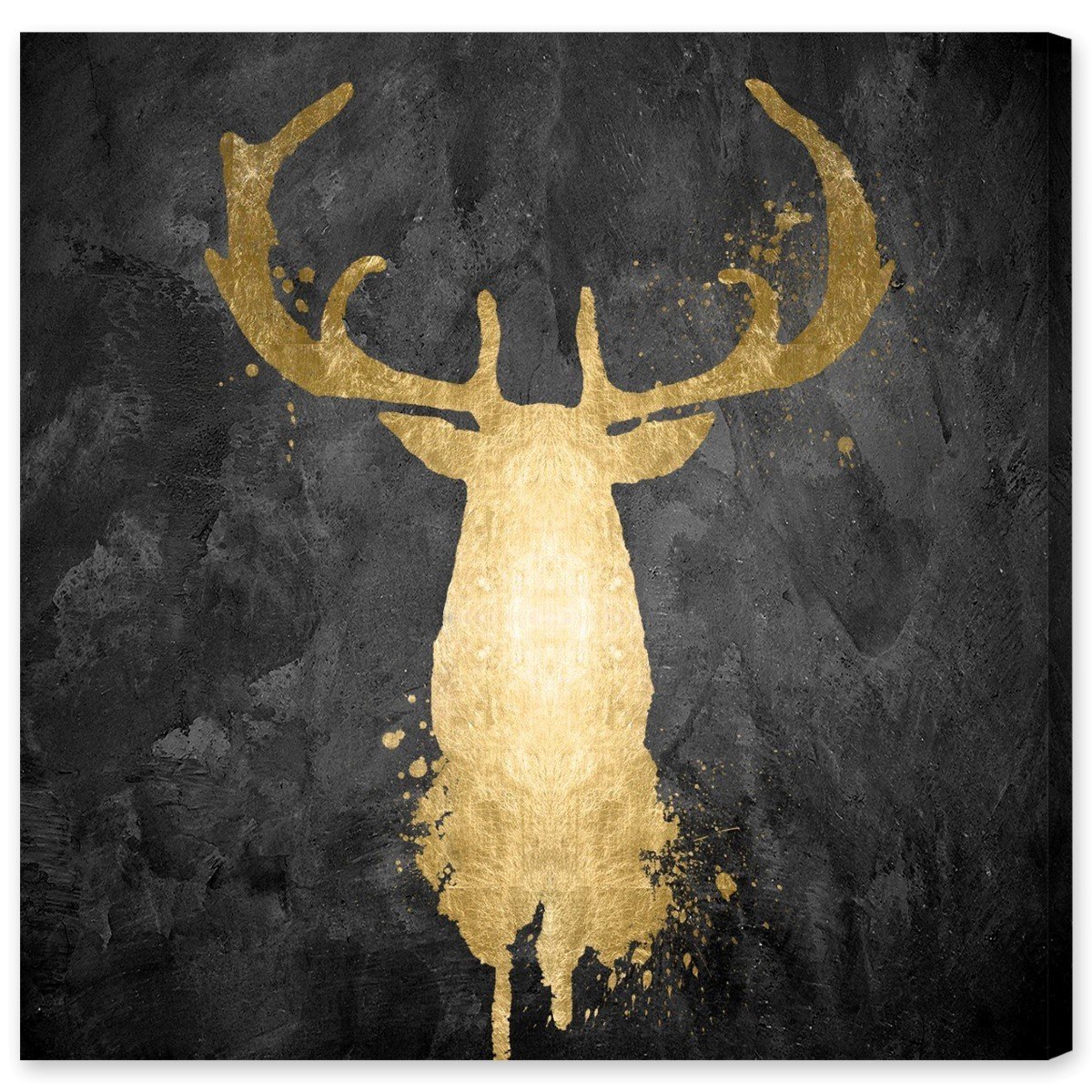 Oliver Gal Artist Co. Stag Majesty Wall Art Canvas Print - 20x20 Inches Gold & Black Animal Home Decor for Living Room, Bedroom, Office