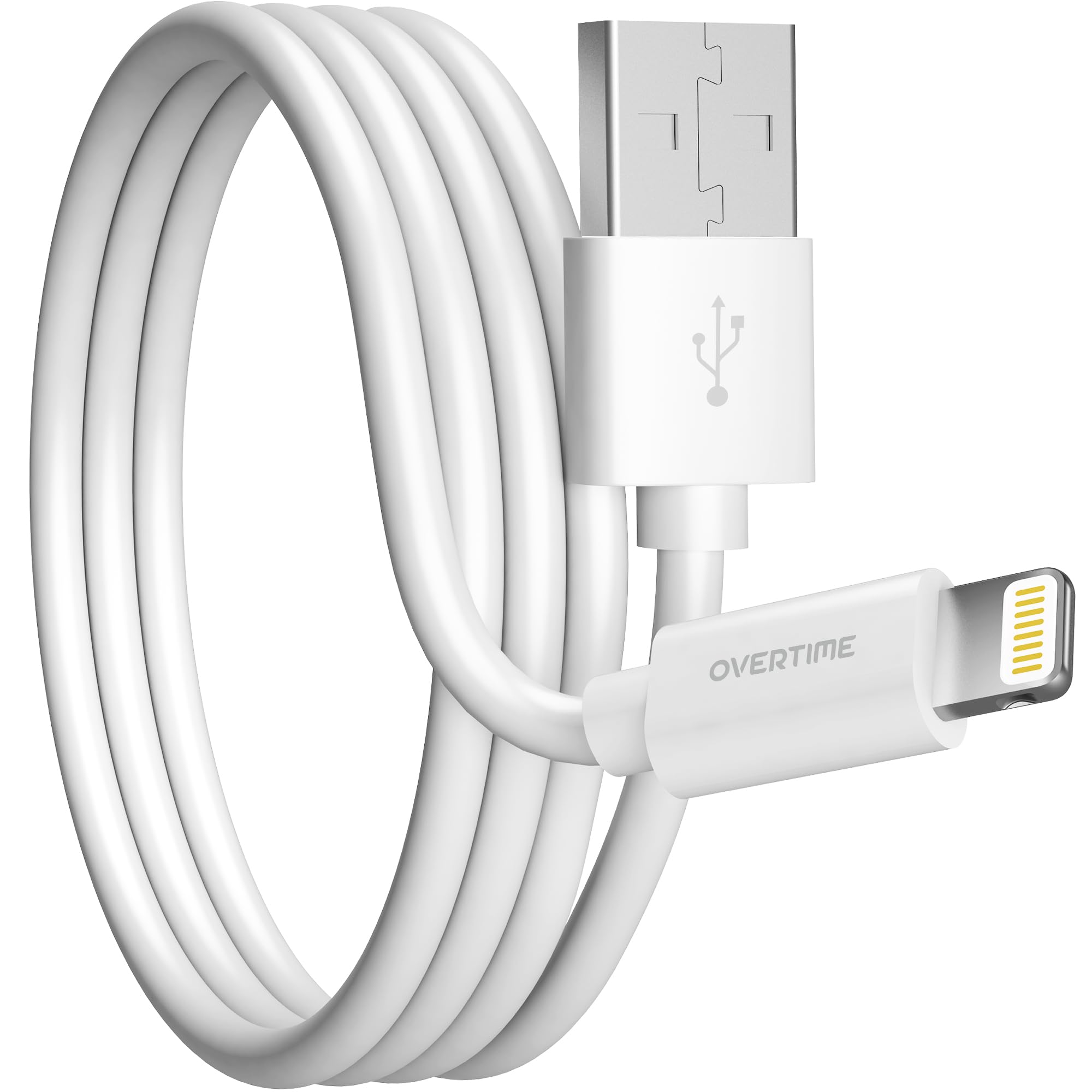 Overtime MFi Certified iPhone Lightning Cable - 6ft Fast Charging USB A to Lightning Cable for iPhone, iPad, iPod | Portable & Durable Apple Charger Cord for Home, Office, Travel & Car Use