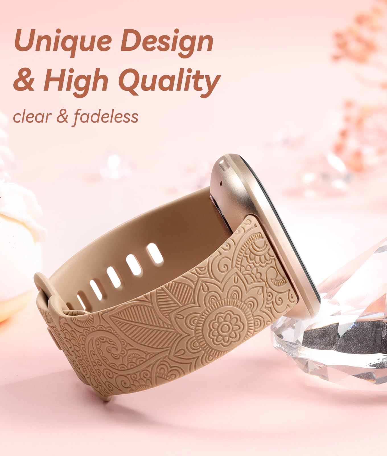 Odbeai Soft Floral Pattern Replacement Wristband Strap Compatible with Fitbit Versa 4/Versa 3/Sense 2/Sense - Boho Style Women's Watch Band for Workout, Running & Daily Wear