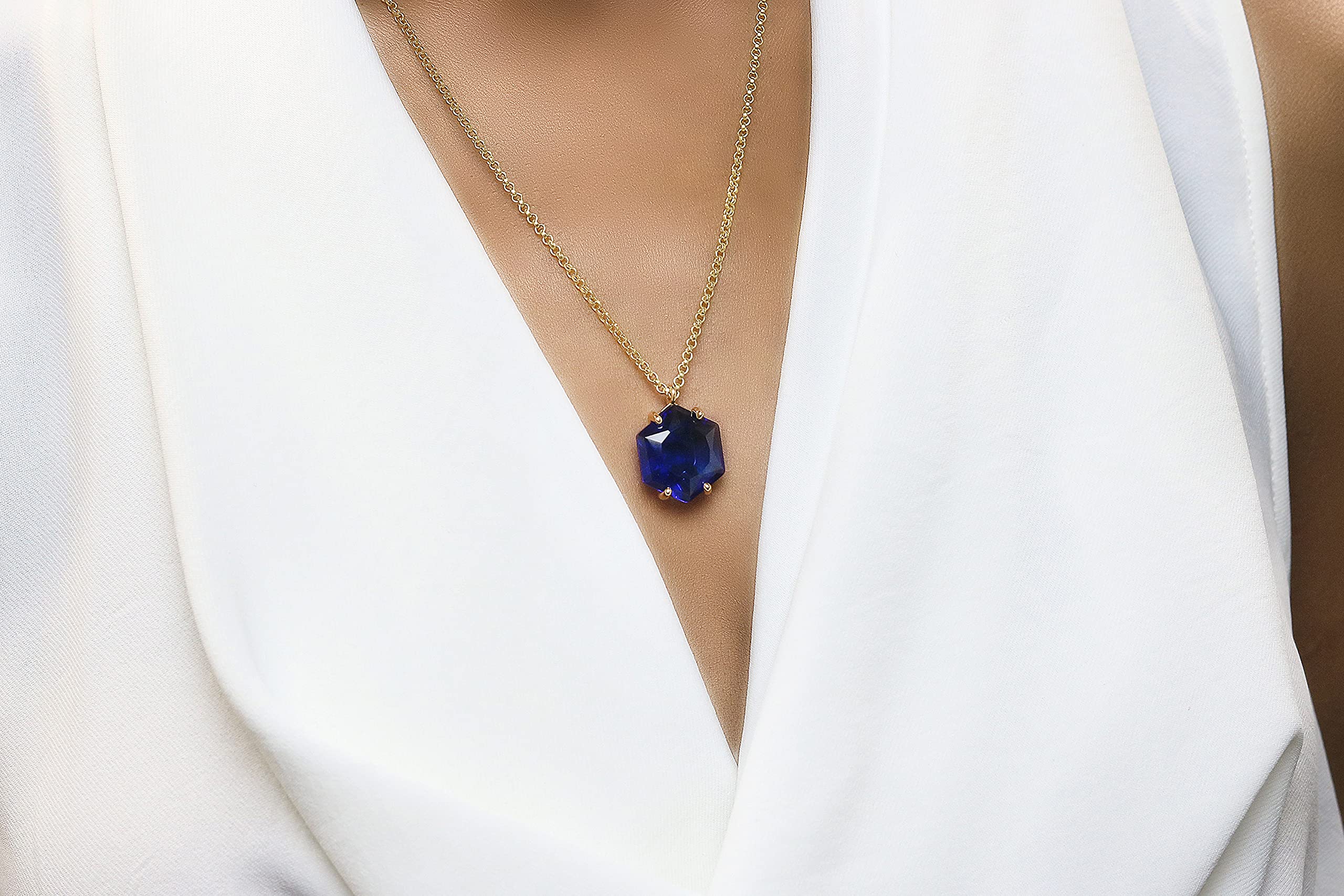 Artisan Sapphire Necklace for Women - September Birthstone Jewelry - Elegant Statement Necklace for Gifts & Special Occasions