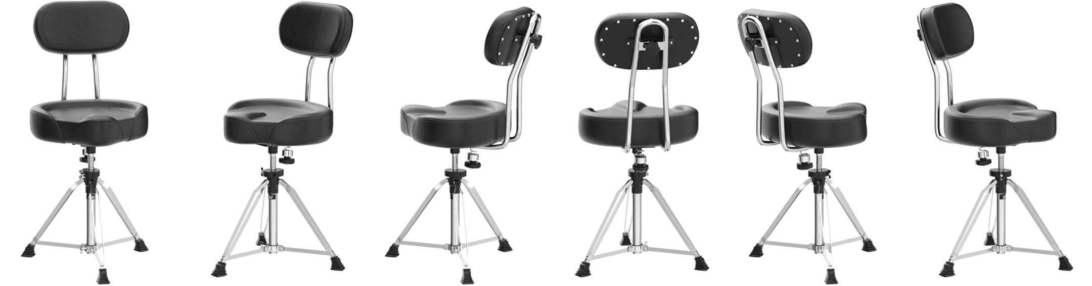 Premium Adjustable Drum Throne Stool with Large Backrest - Motorcycle Style Seat for Drummers | Made in Taiwan | Comfortable Percussion Stool for Drum Sets, Practice Sessions & Live Performances