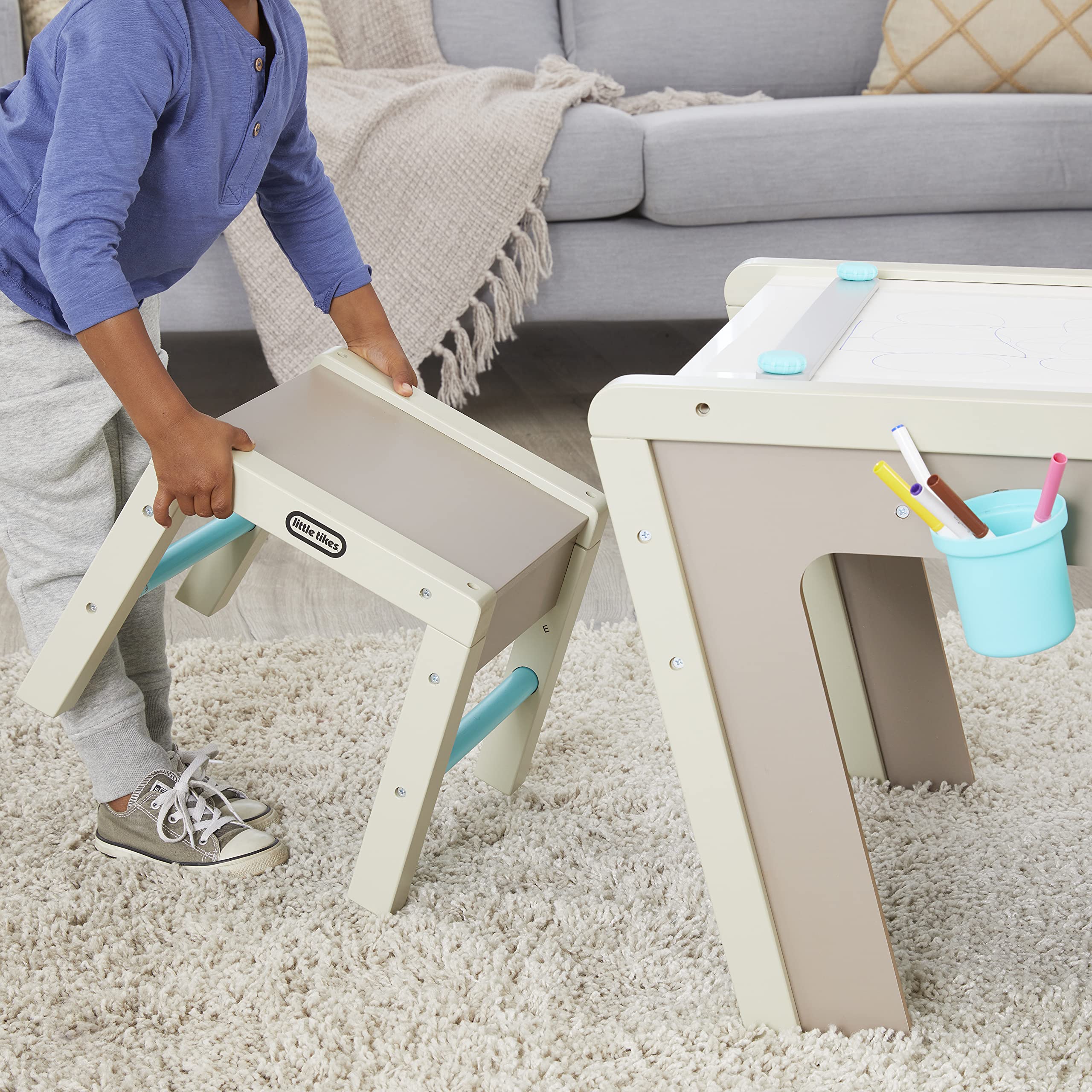 Little Tikes 2-in-1 Easel and Table - Kids Art Studio Activity Center for Boys & Girls Ages 3-8 | Perfect for Drawing, Painting & Creative Play at Home or School