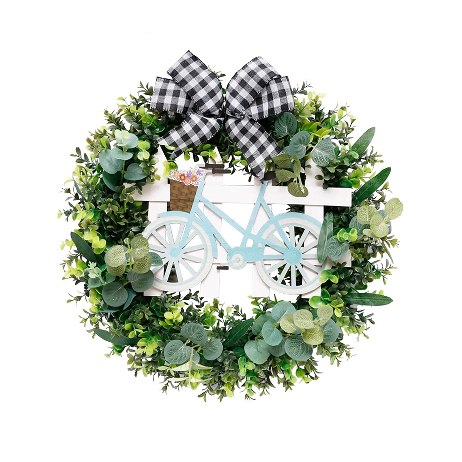 Artificial Christmas Garland Wreath - Pastoral Holiday Decor for Home, Wedding, Hotel, Window & Door - Bicycle Wreath Style - Perfect for Christmas Tree, Mantel & Festive Party Decorations