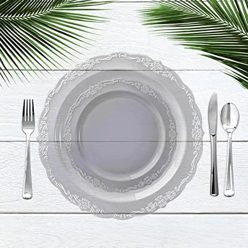 Elegant Disposable Plastic Plates Set for Party - 120-Piece Clear Dinnerware Combo for Guests | Perfect for Birthday, Wedding, BBQ & Outdoor Events
