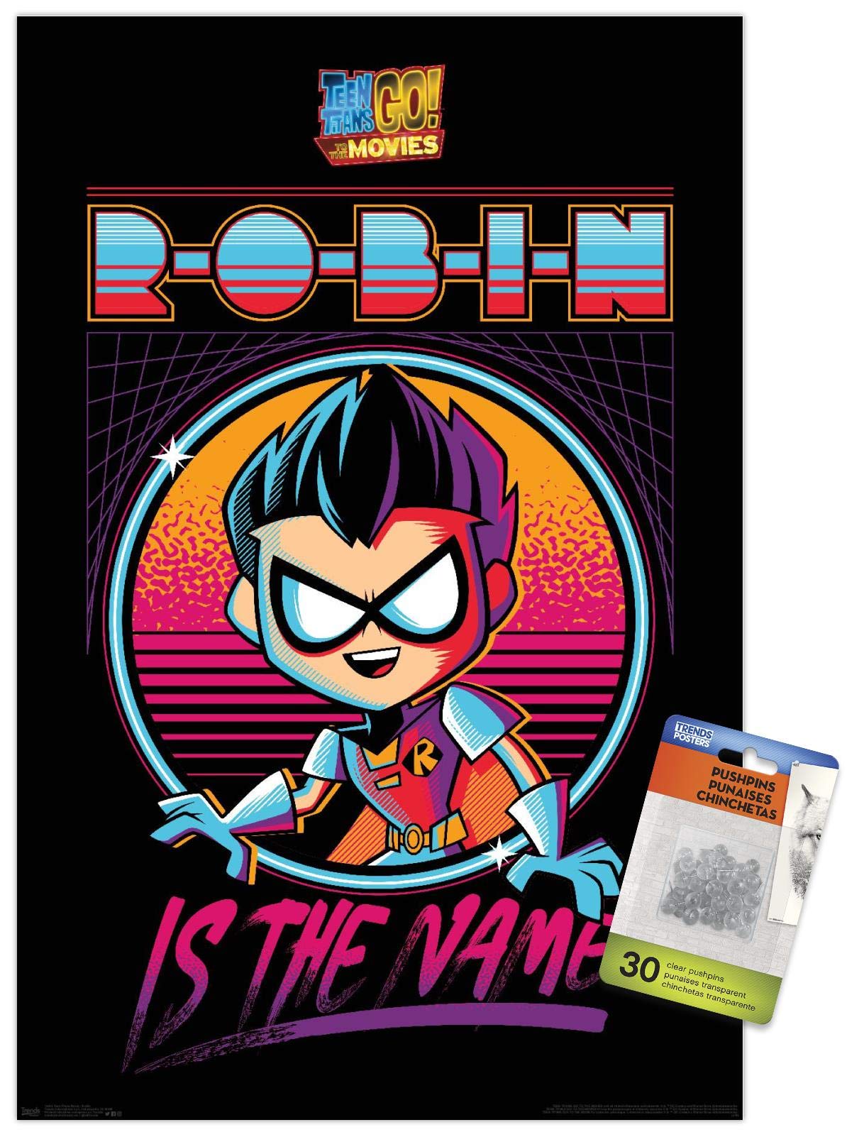 DC Comics Teen Titans Go! To The Movies Robin Wall Poster with Push Pins - Superhero Room Decor for Kids & Teens - Perfect for Bedroom, Game Room & Movie Themed Parties