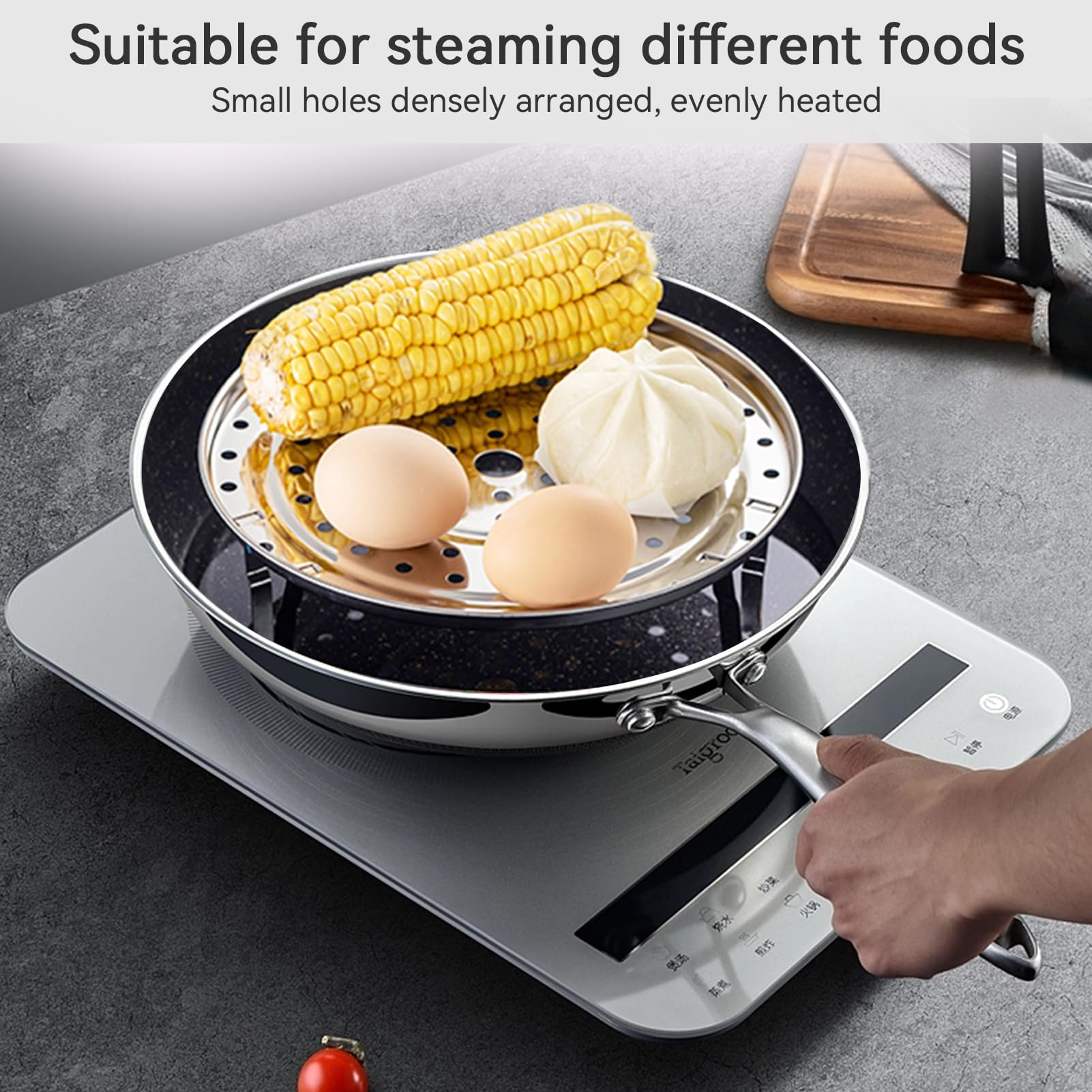HERCHR 10.2 Inch Stainless Steel Steamer Rack with Removable Legs - Steam Tray for Pressure Cooker, Canner & Instant Pot - Durable Round Pot Steaming Tray (26x26x5cm) - Perfect for Vegetables, Dumplings & Seafood Cooking