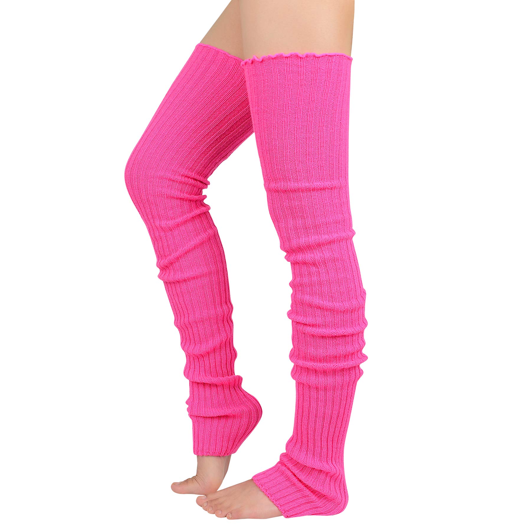 Zando Women's Knitted Leg Warmers - 80s Style Ribbed Socks for Sports & Parties