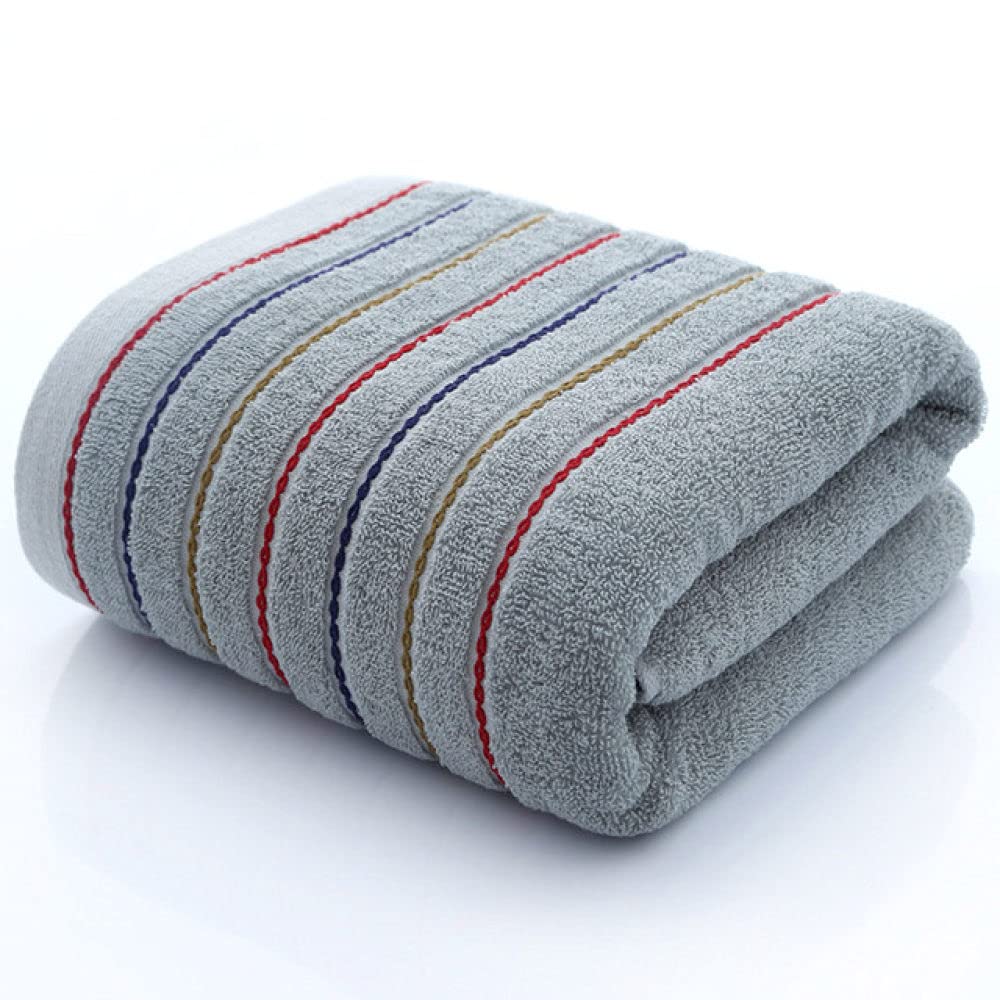 LSZA Premium Cotton Bath Towel Set - Soft, Thick & Absorbent Striped Towels for Bath, Shower & Face - Grey 3-Piece Set for Adults & Kids - Perfect for Home, Hotel & Spa Use