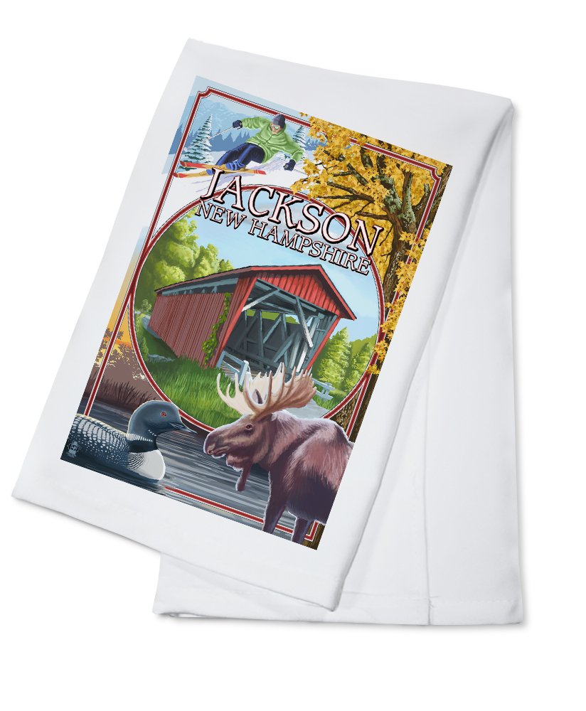 Jackson New Hampshire Montage Cotton Tea Towel - 100% Soft Absorbent Decorative Hand Towel for Kitchen, Bathroom & Home Decor - Perfect for Dish Drying, Gift Giving & Farmhouse Style Decor