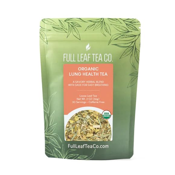 Organic Lung Health Loose Leaf Tea - 2oz Bag (Approx. 30 Servings) | Herbal Respiratory Support | Full Leaf Tea Co. | Perfect for Cold Season & Daily Wellness