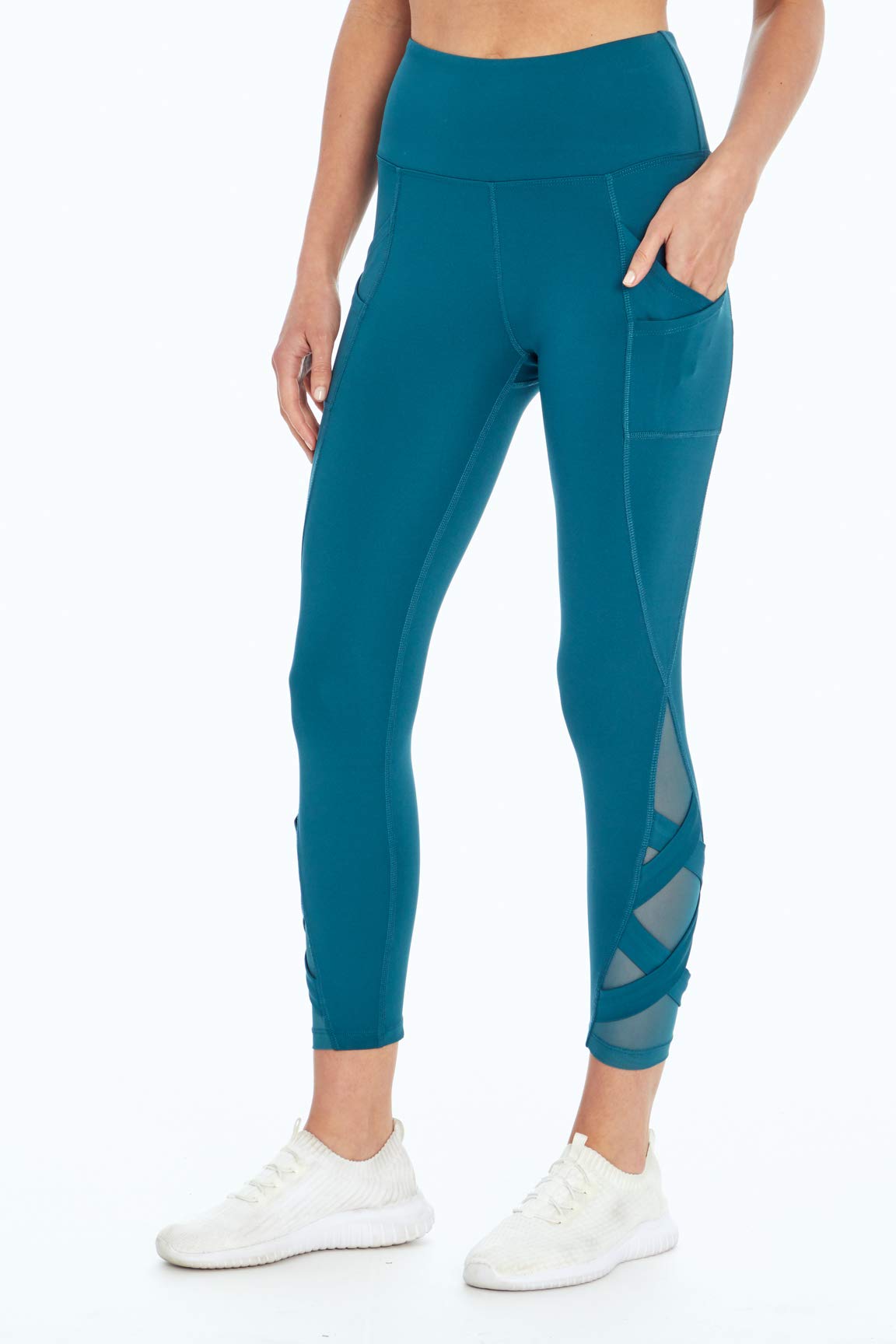 Bally Total Fitness Women's Exhale Mid-Calf Pocket Leggings - High Waist Yoga Pants with Side Pockets for Workout, Running & Lounge Wear
