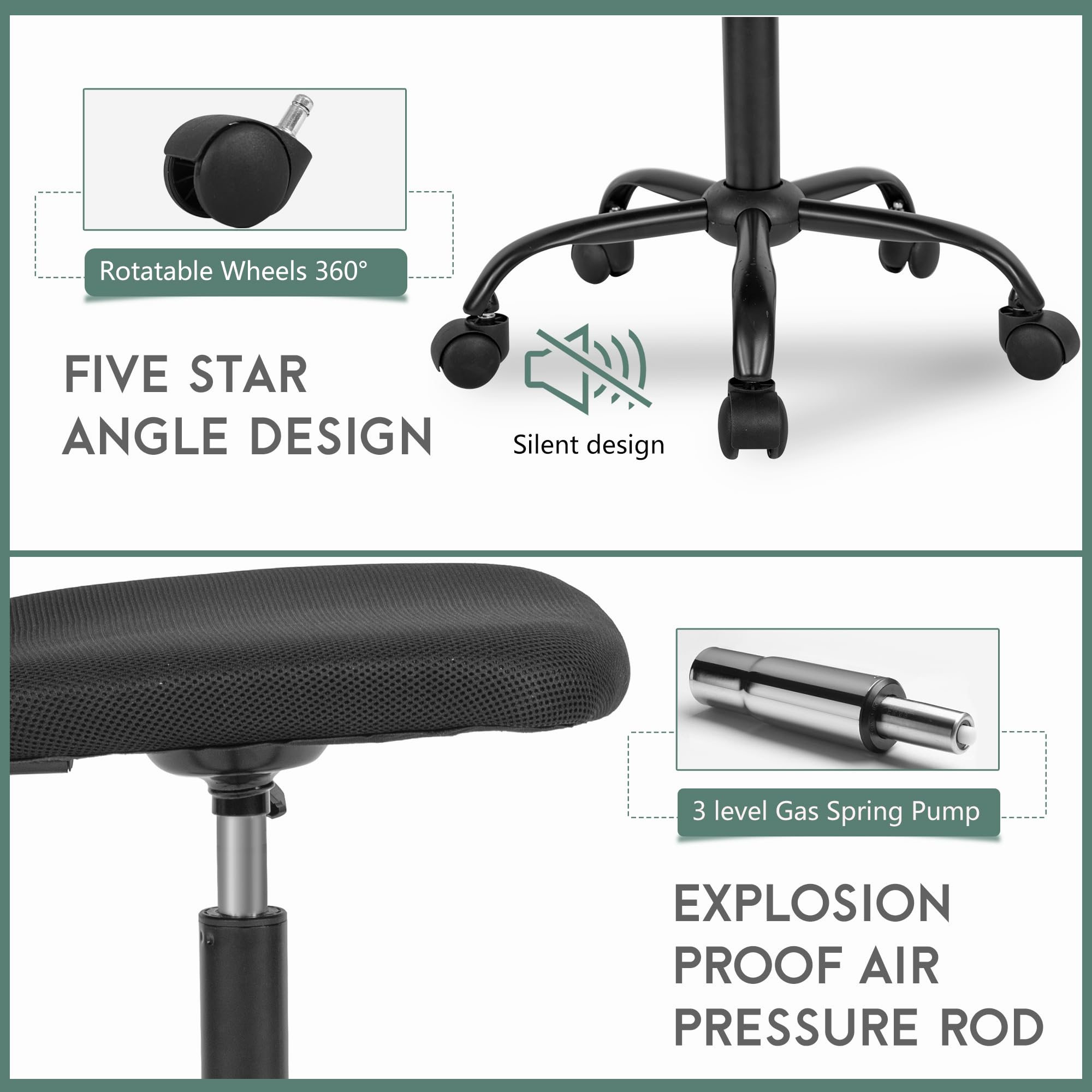 Ergonomic Mesh Office Chair with Lumbar Support - Adjustable Swivel Rolling Computer Desk Chair for Home & Office - Modern Executive Mid Back Design (Black) - Perfect for Long Work Hours, Gaming & Study Sessions