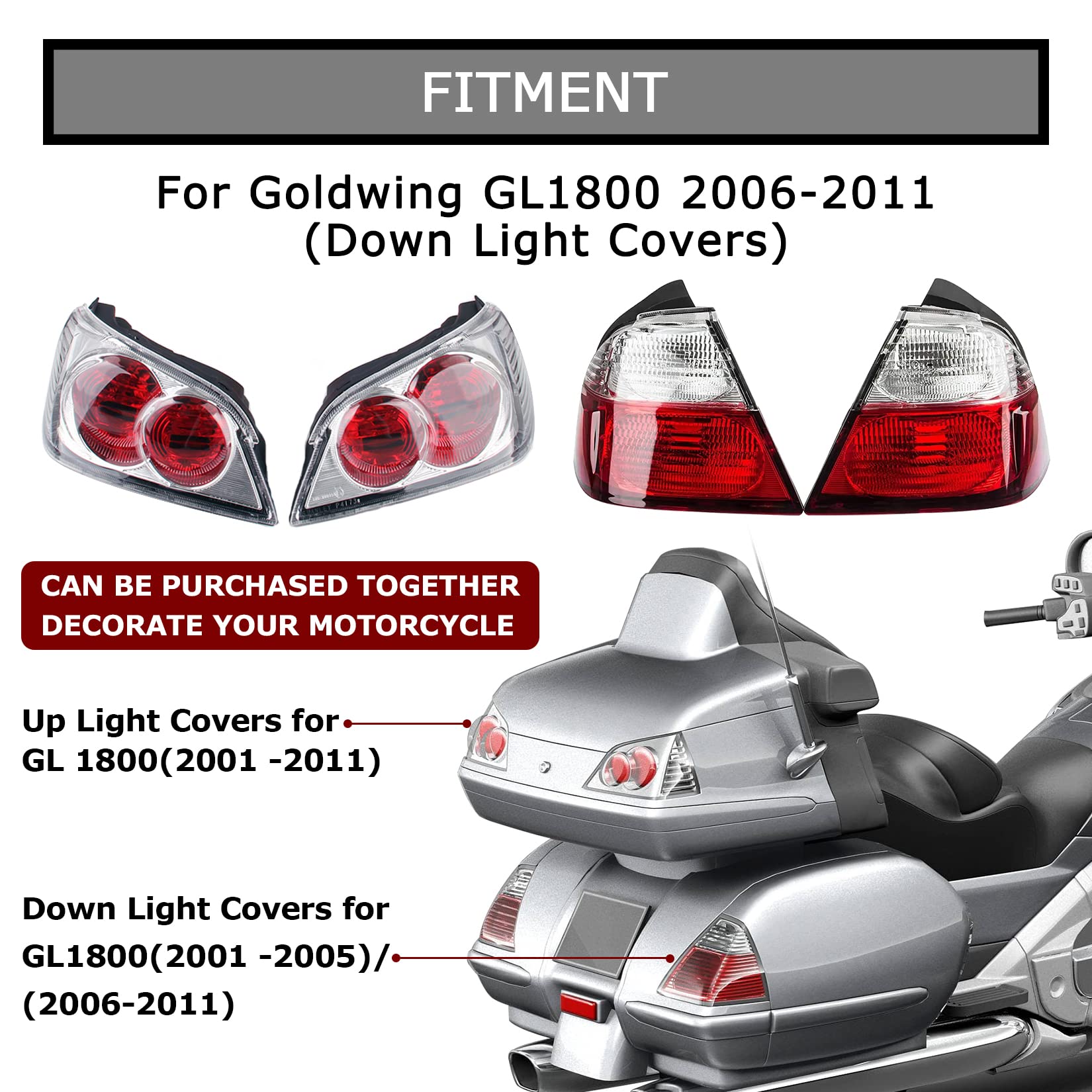 PSLER Motorcycle Rear Turn Signal Tail Light Lens Cover for Honda Goldwing GL1800 - Compatible with Brake Lights & Turn Signals - Durable Replacement for Enhanced Safety & Visibility on the Road