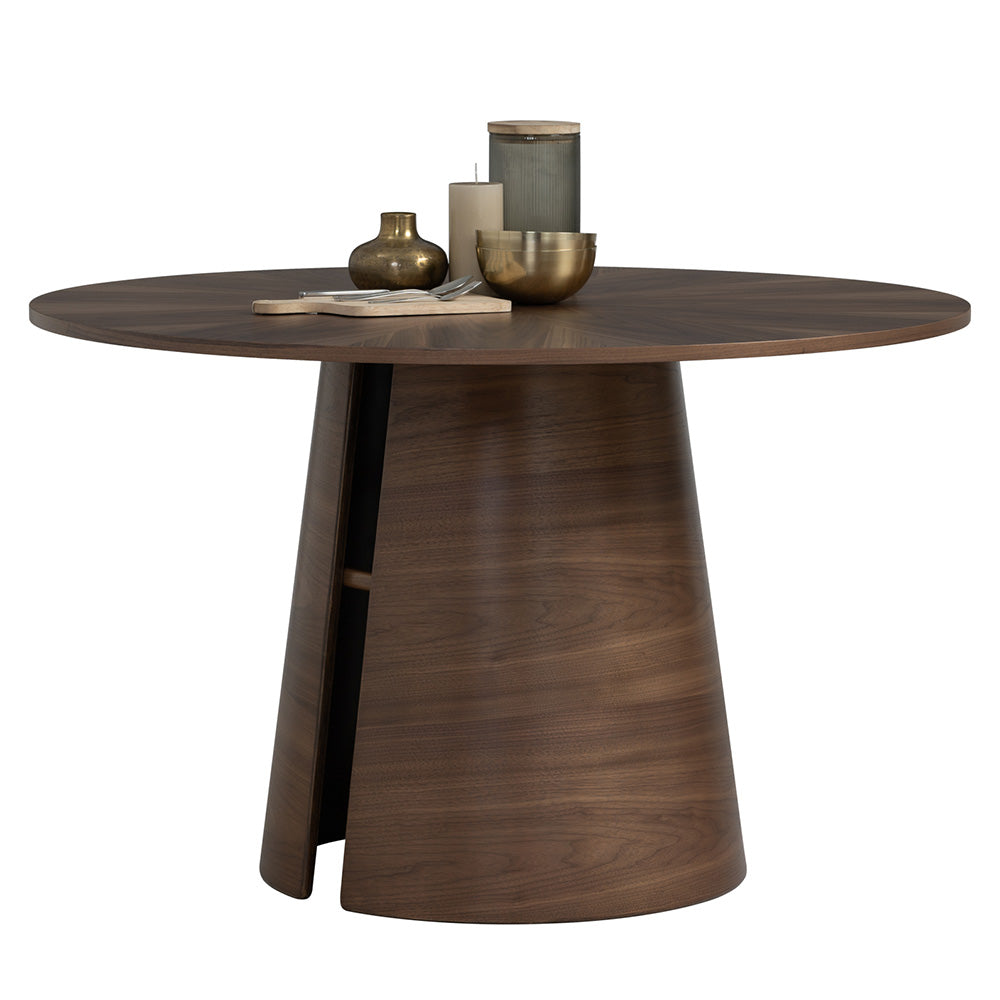 OKARA 47 Inch Round Dining Table - Solid Walnut Wood - Perfect for Kitchen, Dining Room & Small Spaces