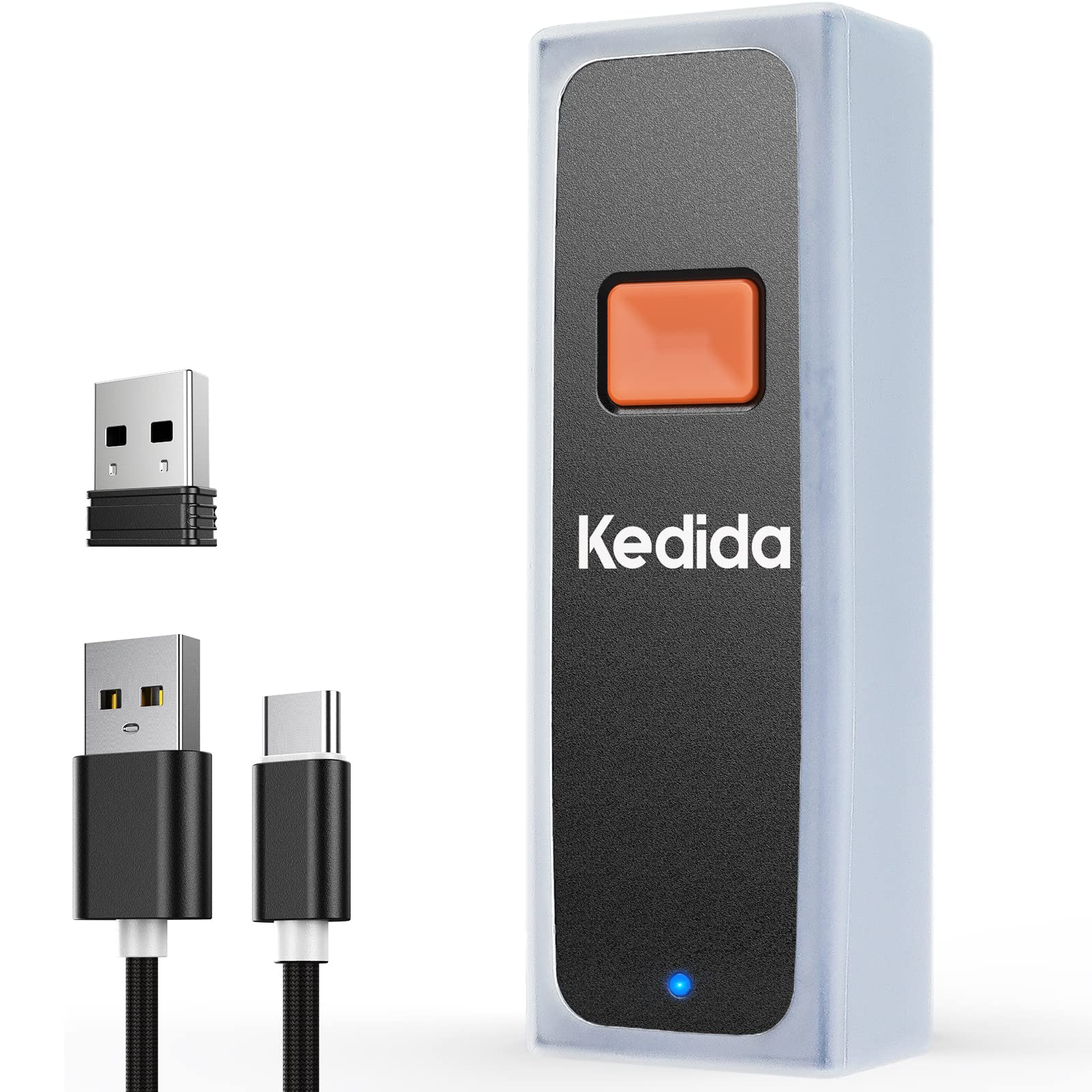 Kedida Portable 2D Barcode Scanner - Bluetooth, 2.4G Wireless & USB Wired 3-in-1 Barcode Reader for 1D/2D/QR Codes | Ideal for Inventory Management, Libraries, Supermarkets, Pharmacies & Logistics