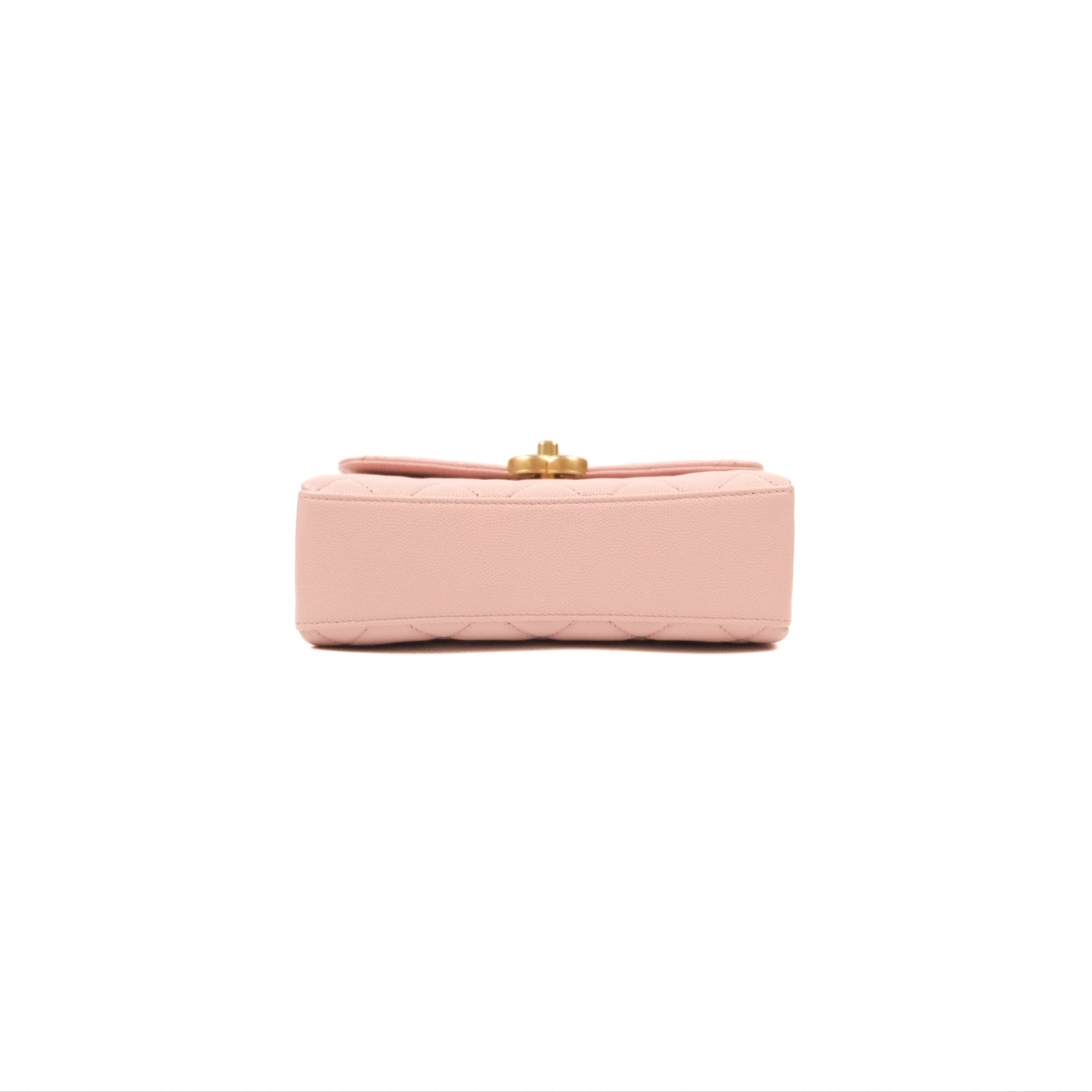 Chanel Carry Me Top Handle Flap Bag in Pink Caviar Leather with Aged Gold Hardware 23S Collection - Perfect for Date Nights, Parties & Special Occasions