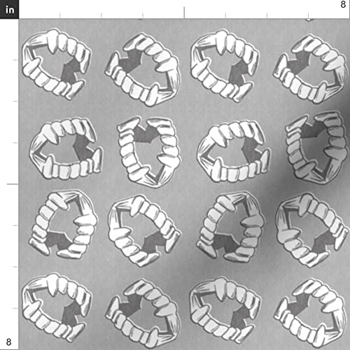 Vampire Teeth Stone Halloween Printed Velvet Fabric by The Yard - Spooky Upholstery & Costume Material for Home Decor, Apparel, and DIY Crafts - Perfect for Halloween Decorations, Cosplay, and Sewing Projects
