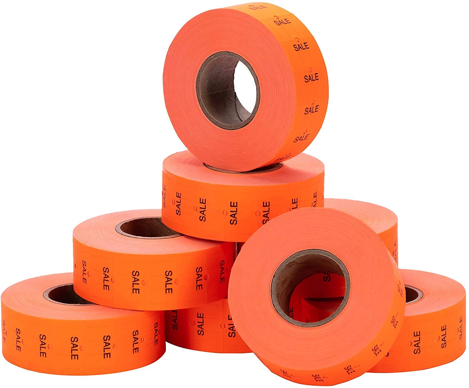 Fluorescent Red Perco 2 Line Labels - 6,000/Sleeve for Date Guns - Warehouse & Retail Use