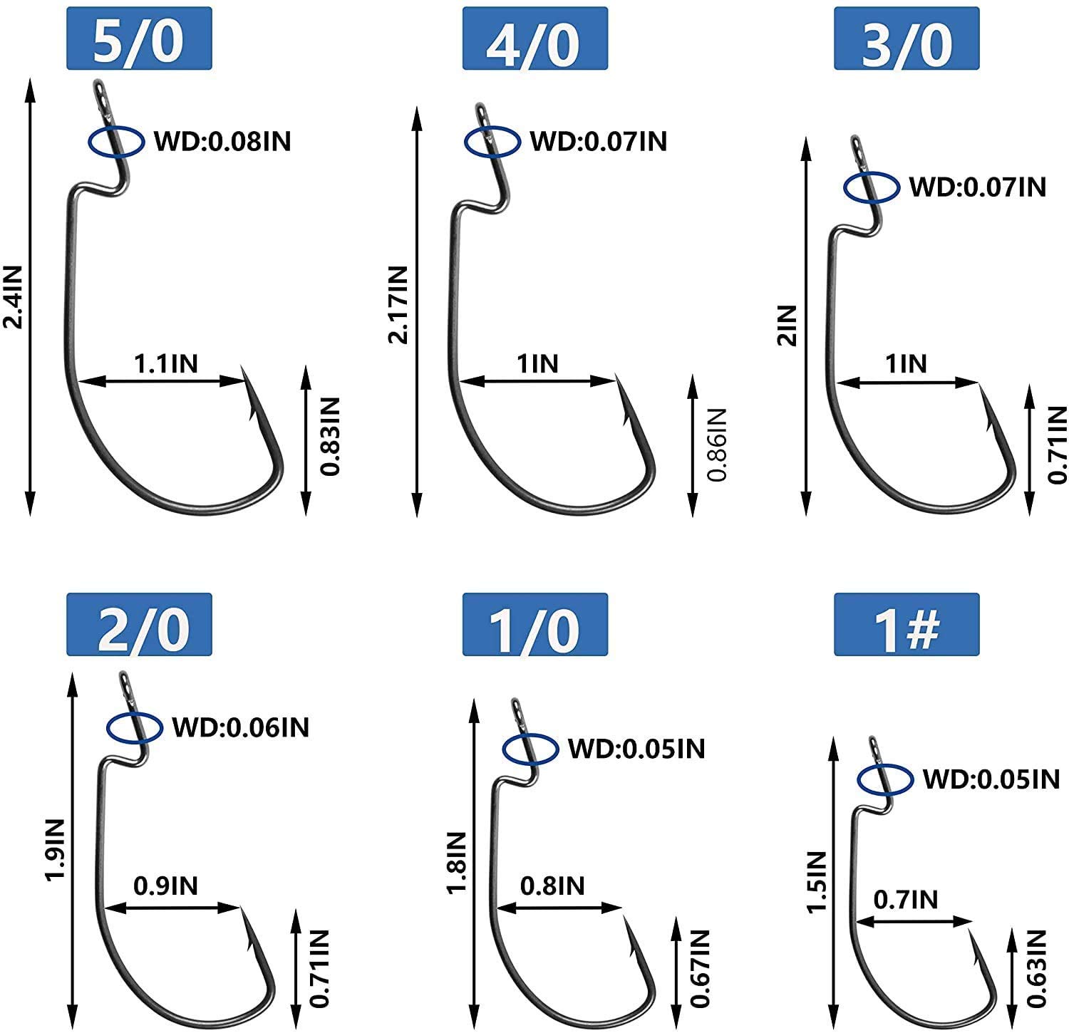 3X Strong EWG Offset Worm Hooks - Texas Rig Bass Fishing Hooks for Soft Plastic Baits (1-5/0 Size) - Perfect for Bass, Trout & Freshwater Fishing | Ideal for Weedless Presentations & Jigging