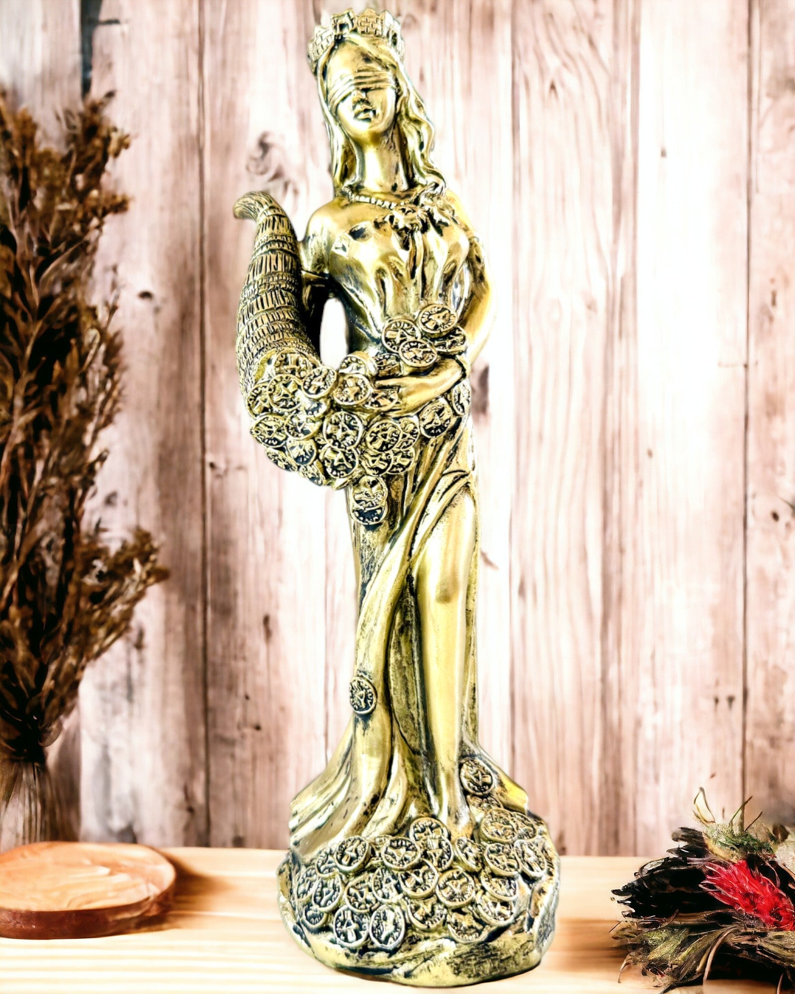 Lucky Fortune Goddess Statue - Handcrafted Resin Abundance Decor for Home, Office & Feng Shui | Perfect for Living Room, Desk & Gift Giving
