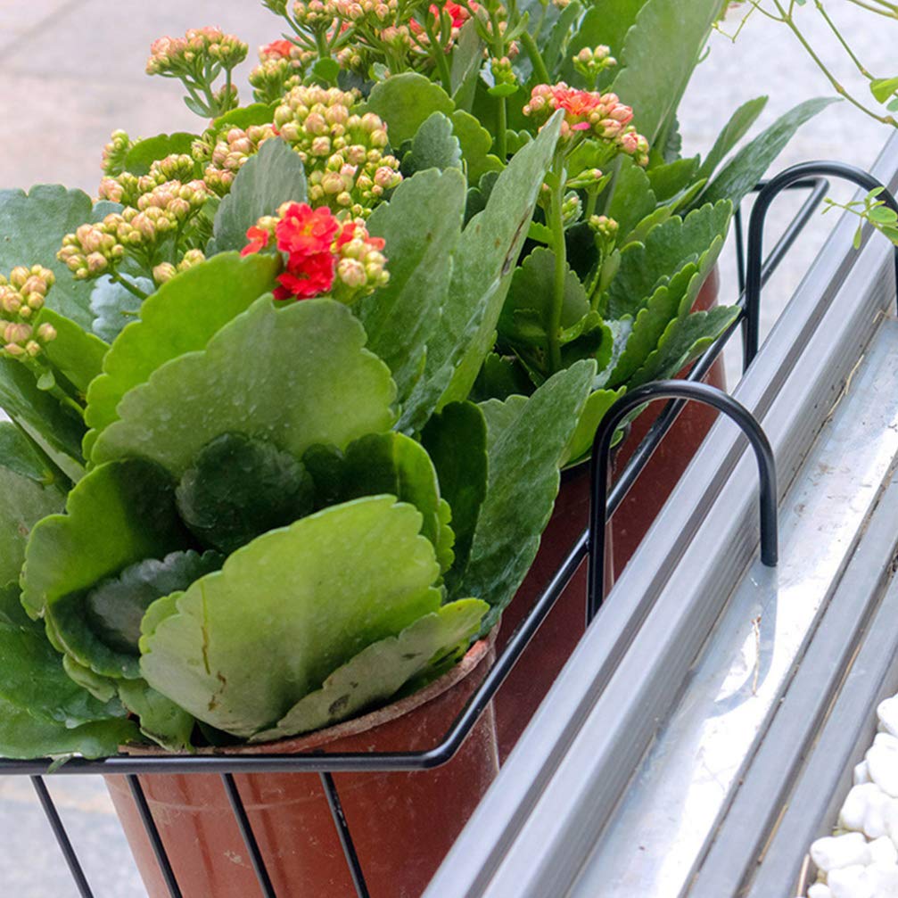 Cabilock Black Iron Railing Planter Box - 45 x 22 x 16.8cm Hanging Flower Pot Holder for Deck, Balcony & Fence | Outdoor Metal Hanging Basket for Plants, Herbs & Flowers | Perfect for Patio Decor, Garden Railings & Porch Shelves