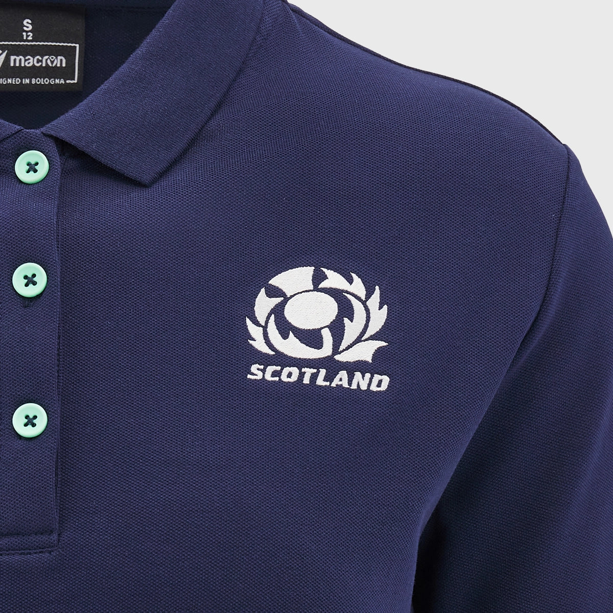 Scotland Rugby Women's Polo Shirt - Macron Official Navy Blue Performance Jersey for Training & Match Day - Perfect for Rugby Fans & Sports Enthusiasts