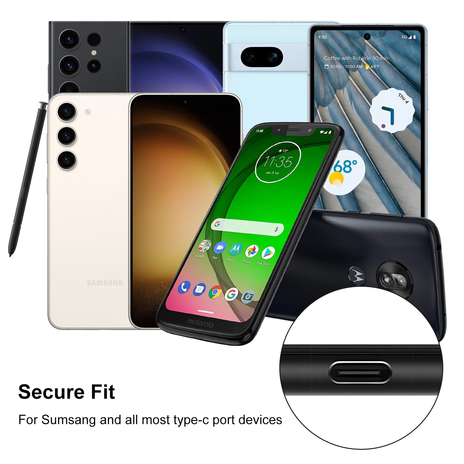 20 Pack USB C Dust Plugs & Port Covers - Compatible with Samsung Galaxy S25/S24/S23-S20, MacBook, Google Pixel, Moto G, TCL, UMIDIGI & OnePlus - Secure Fit with Easy-Grip Tab - Perfect for Travel, Office & Daily Device Protection