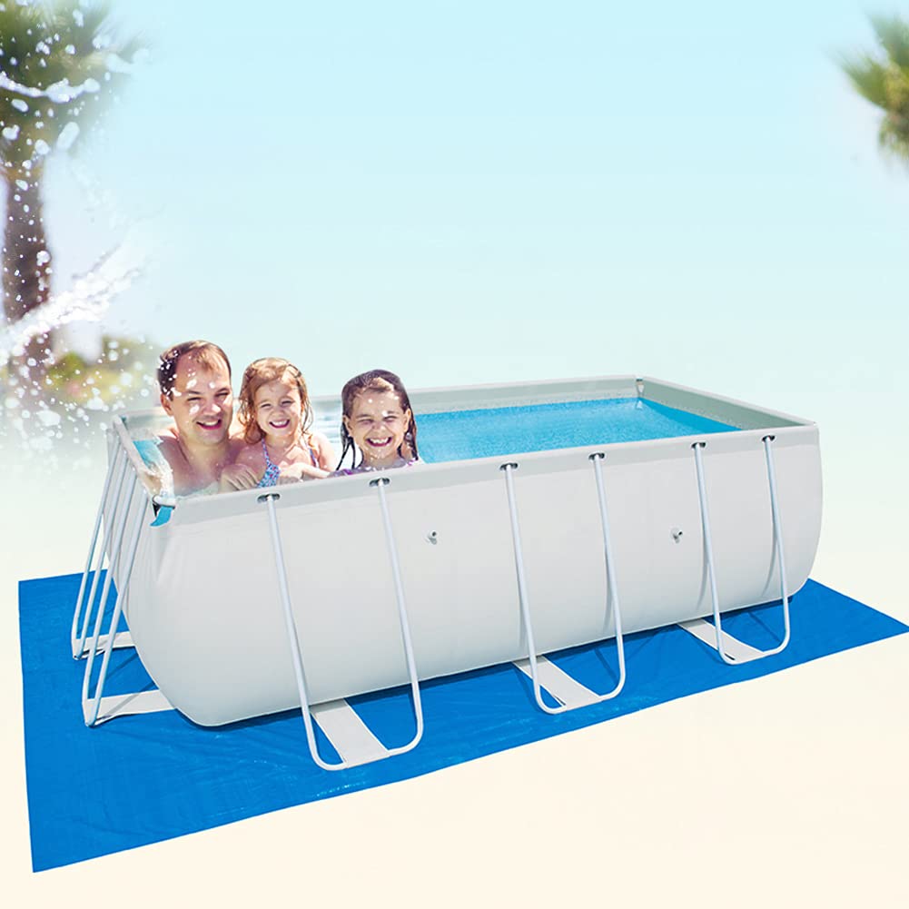 iKasus Above Ground Pool Mat - Heavy Duty Rectangular Swimming Pool Floor Protector & Ground Cloth for Frame Pools, Paddling Pools, Hot Tubs | Foldable Waterproof Tarpaulin Cover for Outdoor Use, Backyard Protection