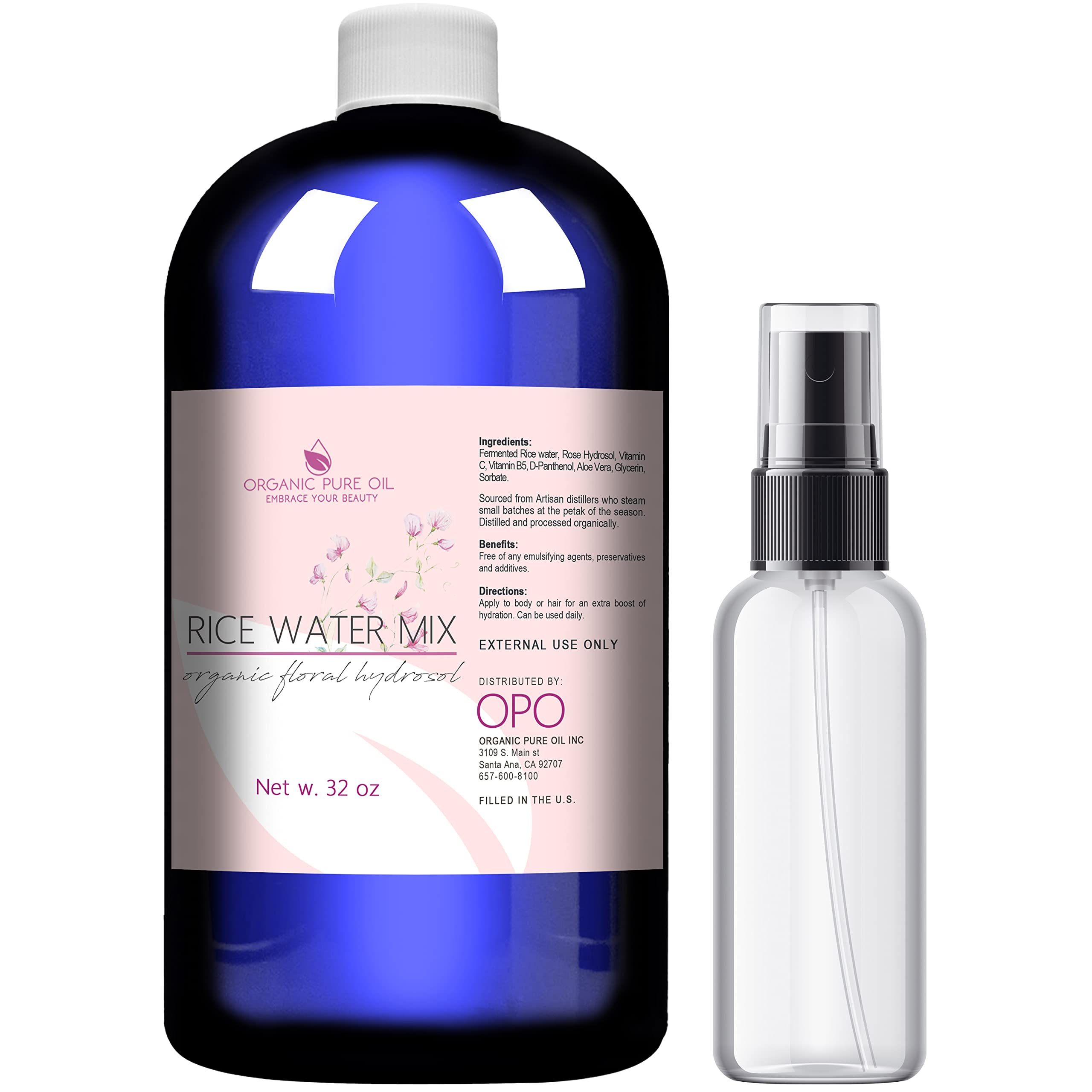 Rice Water Hair Growth Spray - 100% Natural Fermented Herbal Mist with Aloe Vera & D-Panthenol for Scalp Care - Strengthens Dry, Oily & Brittle Hair - Ideal for Locs, Dreads & Damaged Hair - Antioxidant-Rich Leave-In Conditioner for Daily Hair Growth Routine