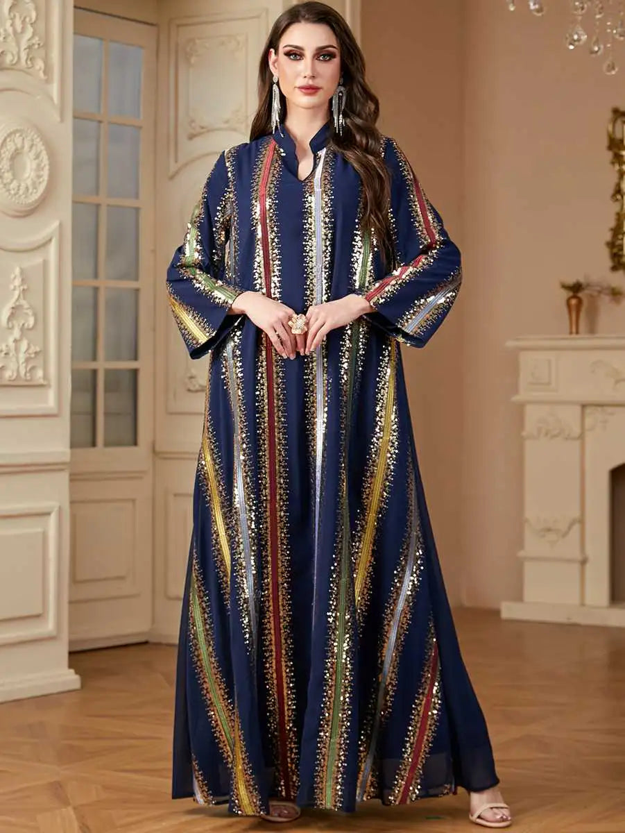 Elegant Chiffon Embroidery Eid Caftan Dress for Women - Flowy Long Kaftan with Intricate Designs #244170 | Perfect for Eid Celebrations, Weddings & Special Occasions