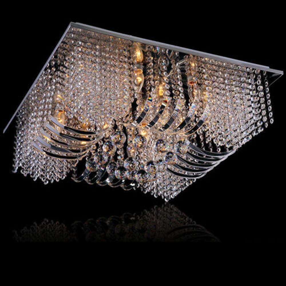 Modern Crystal Chandelier Ceiling Light Fixture - 6-Light Flush Mount Crystal Lighting for Dining Room, Bedroom & Galleries | Elegant Home Decor & Wedding Venue Lighting
