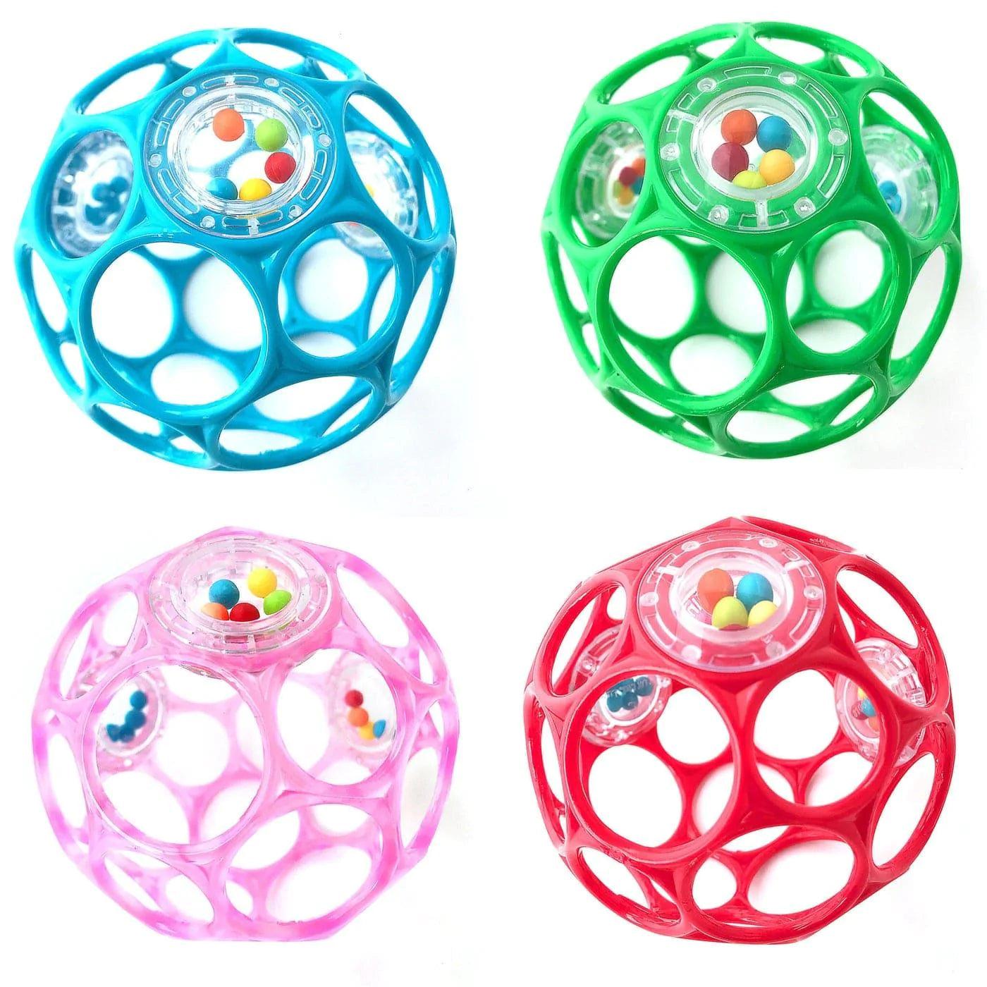 Bright Starts Oball 4 Rattle - Easy-Grip Baby Toy with Colorful Beads (Single Pack) - Perfect for Infant Sensory Play & Early Development