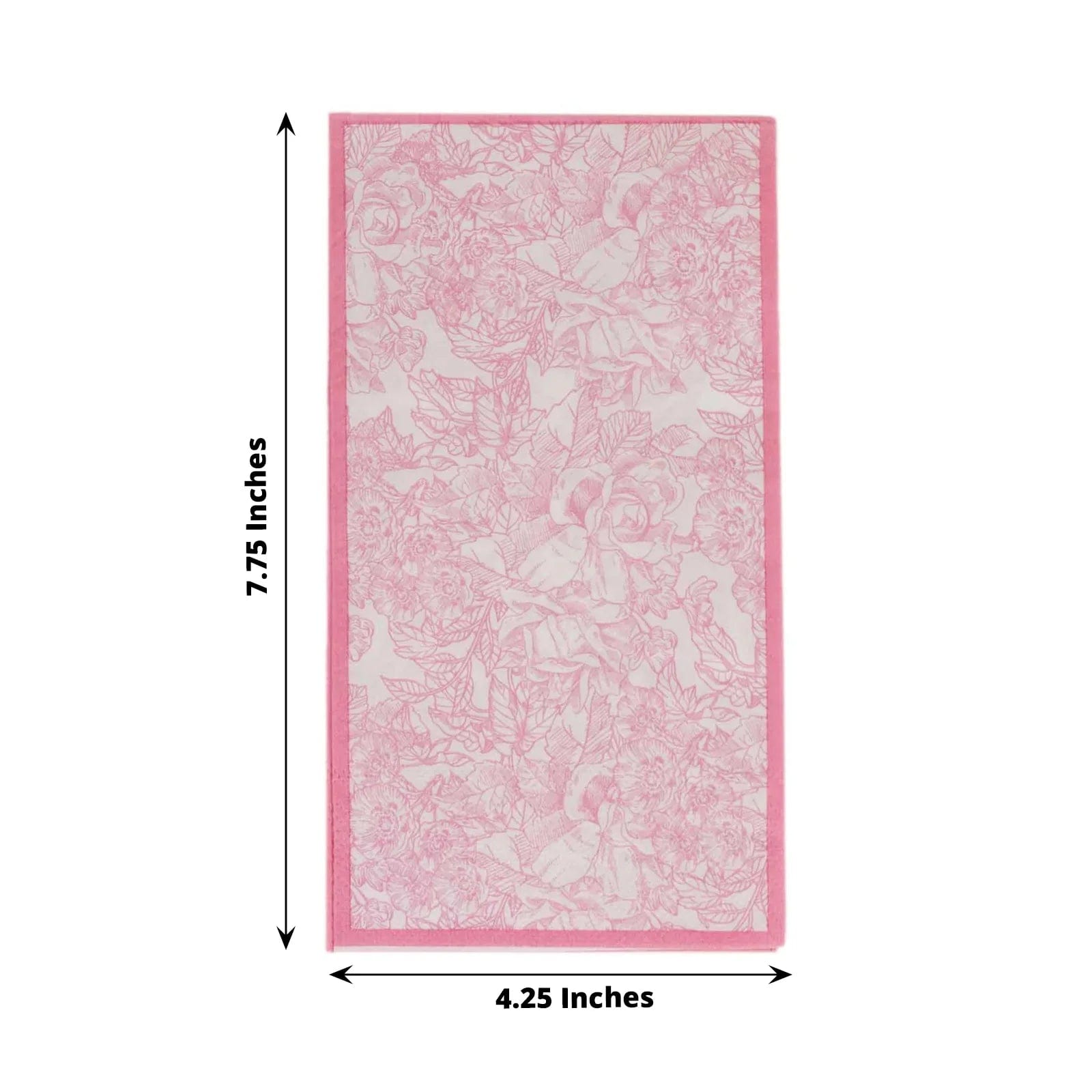 25 Pack Vintage Floral Print Pink Dinner Napkins - Elegant Disposable Paper Napkins for Parties, Weddings & Special Occasions