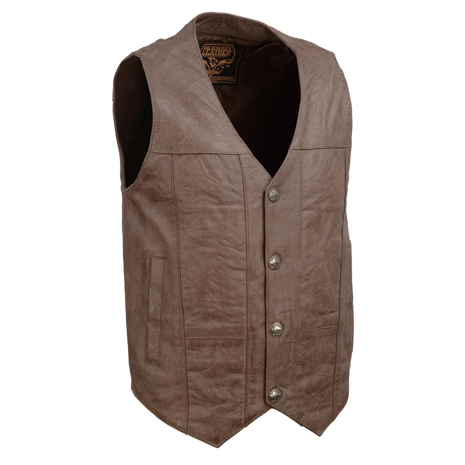Milwaukee Leather Men's Premium Classic V-Neck Motorcycle Vest - Large Size | Genuine Leather Biker Jacket for Harley Riders | Perfect for Motorcycle Clubs, Road Trips & Casual Wear