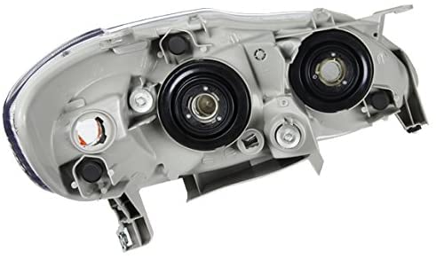 Headlight Assembly Compatible with 2003-2008 Toyota Corolla - Black Housing, Amber Reflector, Clear Lens (Driver & Passenger Side) (14028-GBK) - Perfect for Night Driving & Replacement