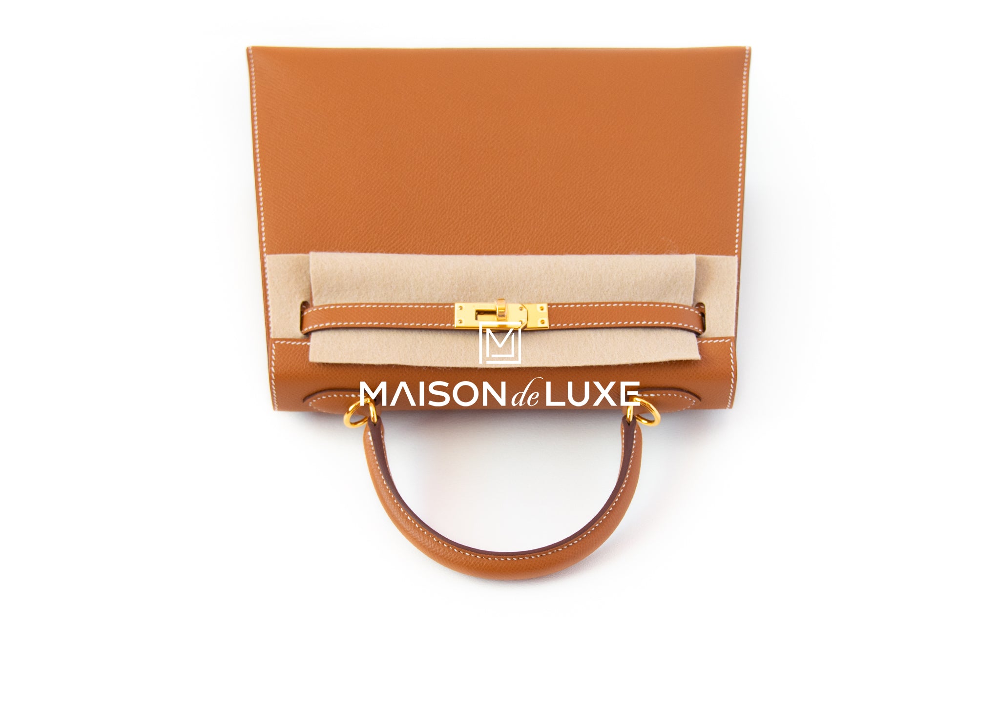 Authentic Hermes Kelly Sellier 25 Handbag in Gold Brown Epsom Leather - Luxury Designer Shoulder Bag for Women, Perfect for Work, Parties & Special Occasions