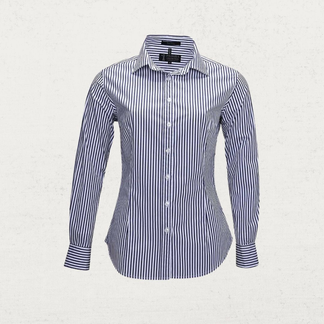 Pilbara Striped Long Sleeve Shirt for Men - Casual Button Down Oxford Shirt with Comfort Fit - Perfect for Office, Travel & Outdoor Activities