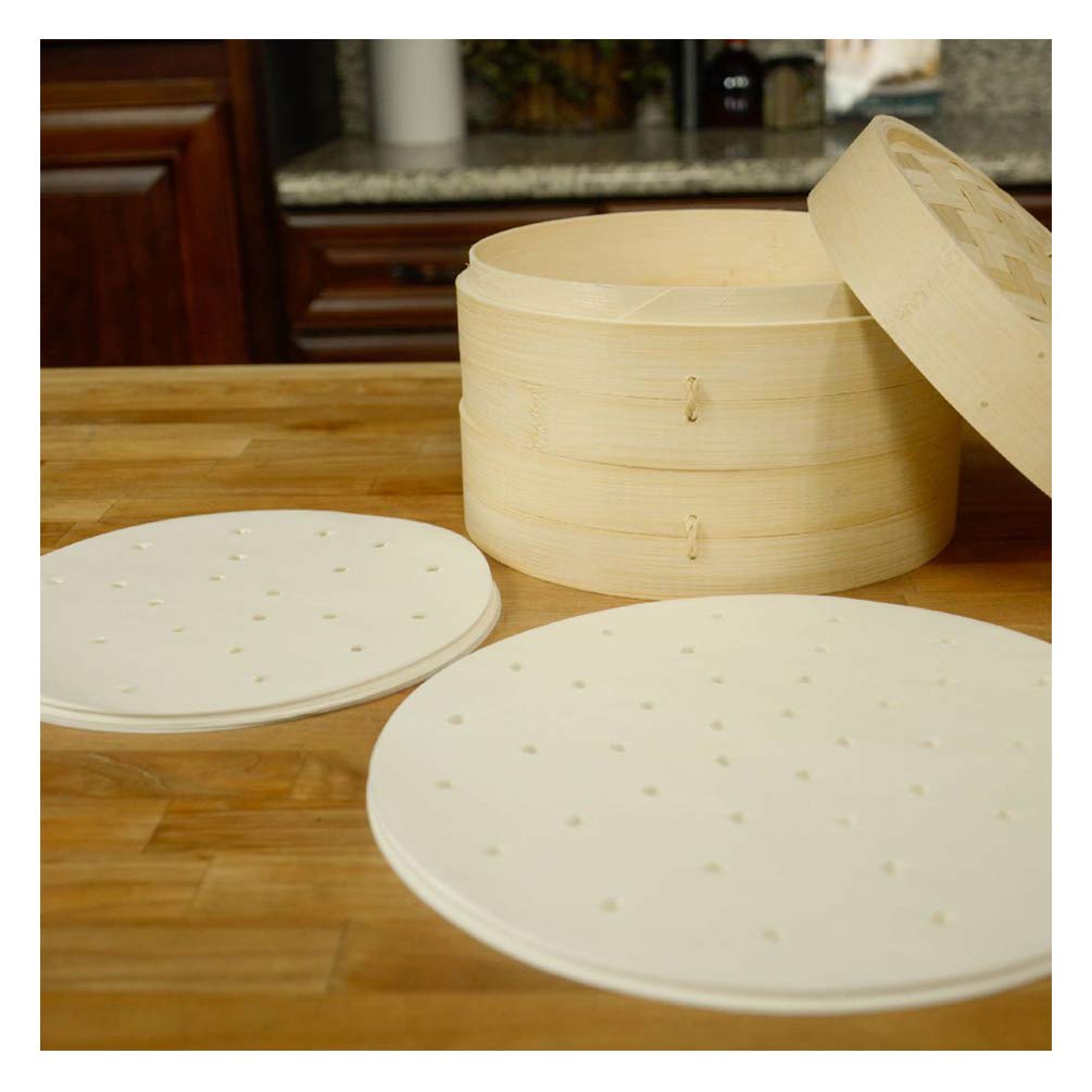 300pcs 7.5 Inch Round Air Fryer Liners - Premium Perforated Parchment Paper Sheets, Non-Stick Basket Mats for Air Fryer, Steaming, Baking Dumplings & Cooking | Perfect for Healthy Meals, Party Snacks & Family Dinners
