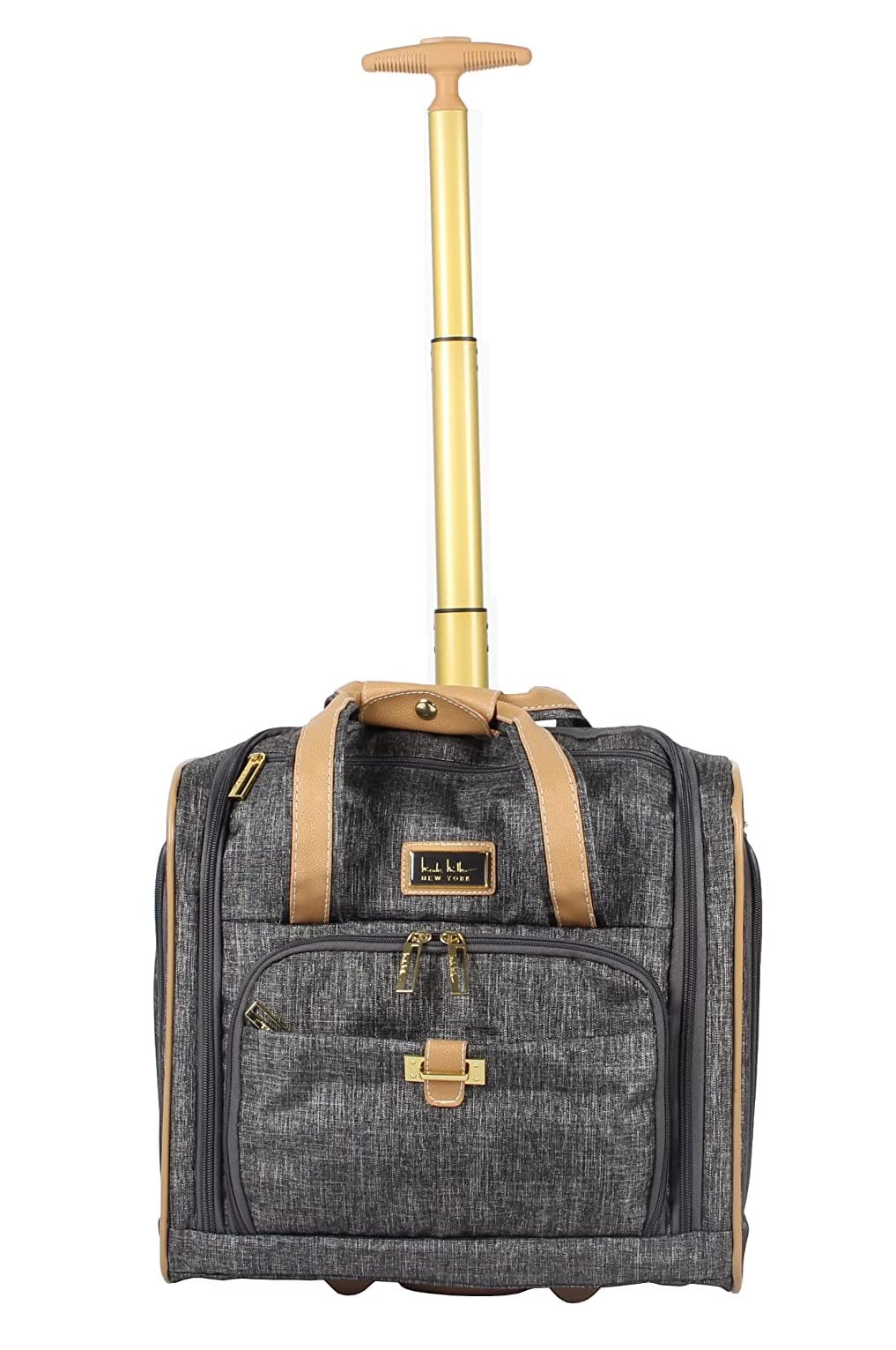 Nicole Miller 15 Inch Underseat Luggage - Lightweight Carry-On Spinner Suitcase for Women with 2 Wheels, Paige Silver | Perfect for Business Travel & Airplane Cabin Use