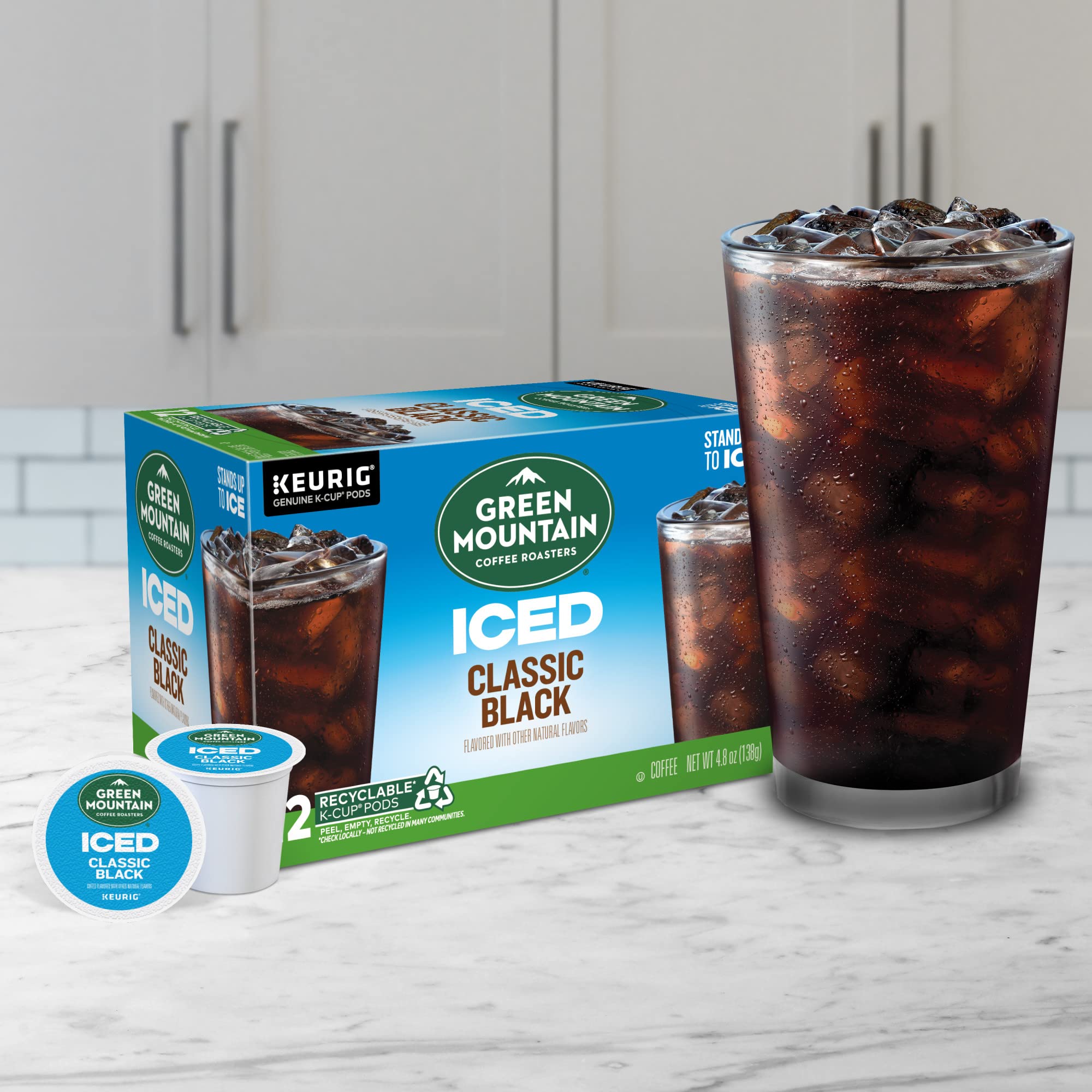 Green Mountain Coffee Roasters ICED Classic Black K-Cup Pods - Medium Roast Iced Coffee for Keurig Brewers (72 Count) | Perfect for Summer Refreshment, Office Break or Iced Coffee Lovers
