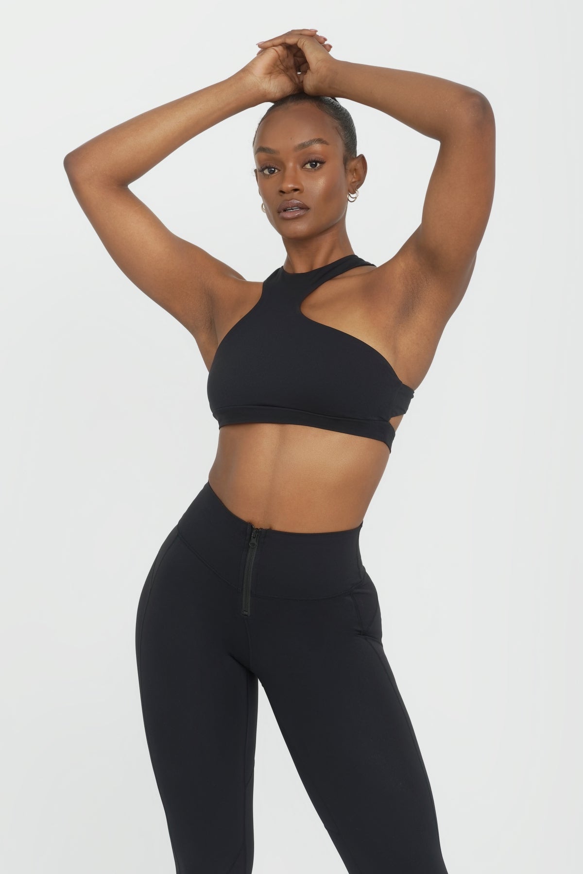 Bronx Cut Out Sports Bra for Women - High Support Workout Top - Black - Perfect for Yoga, Running & Gym